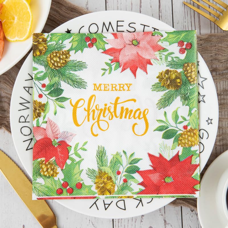 Tovaglioli di Carta Natale Verde Dorato Tovaglioli Decorati Per Decoupage Bar Compleanno Carta Igienica Tovagliolo Decorazione Da Tavola Usa e getta Per Matrimoni Feste 30 Packs(33x33cm)