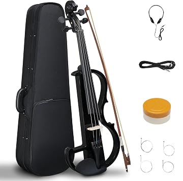 4/4 Full Size Electric Violin with Case Bow Rosin Headphone Connecting Line