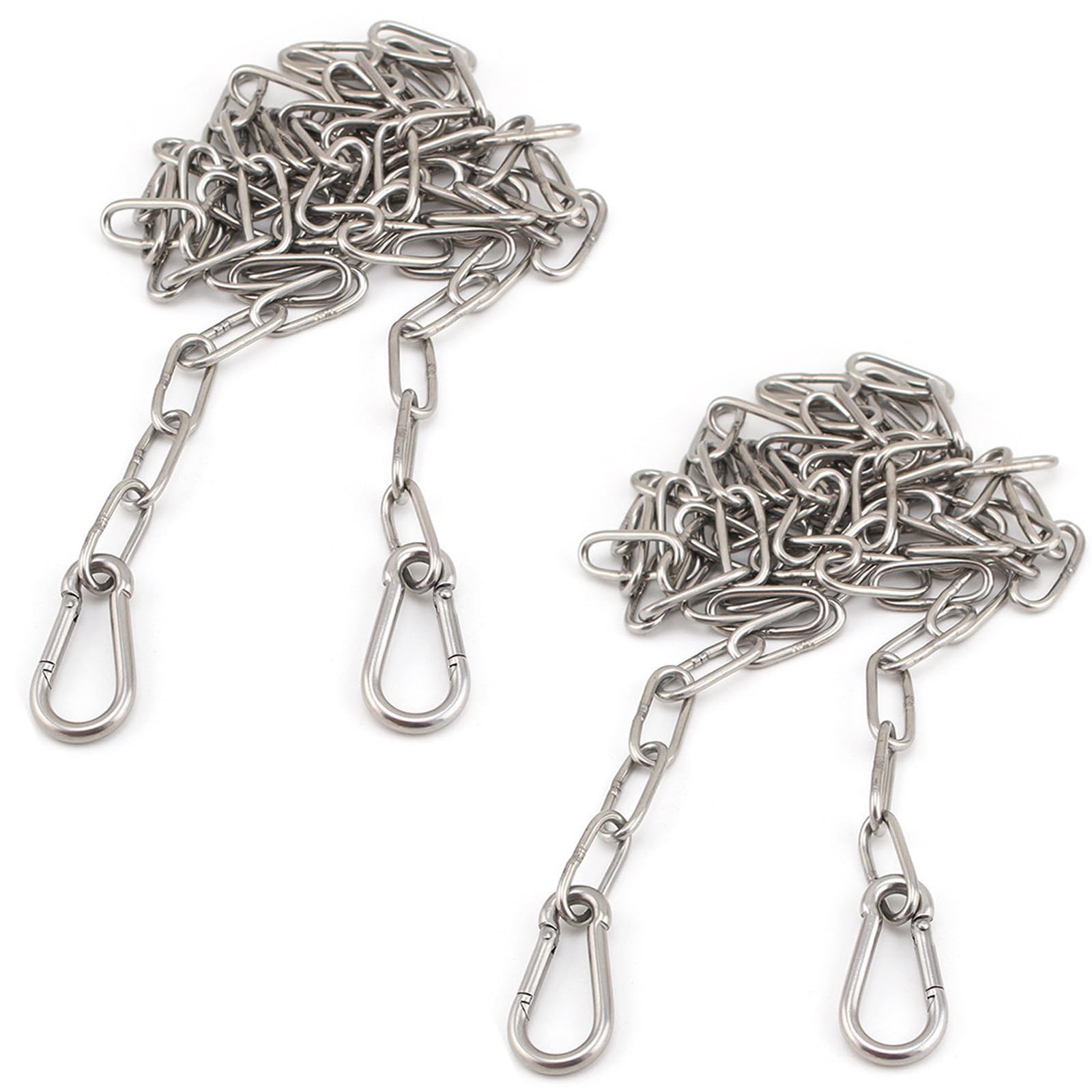 2 Chaînes En Acier Inoxydable 304 Avec 4 Mousquetons - Longueur 1m - Pour Hamac, Balançoire, Décoration Extérieure