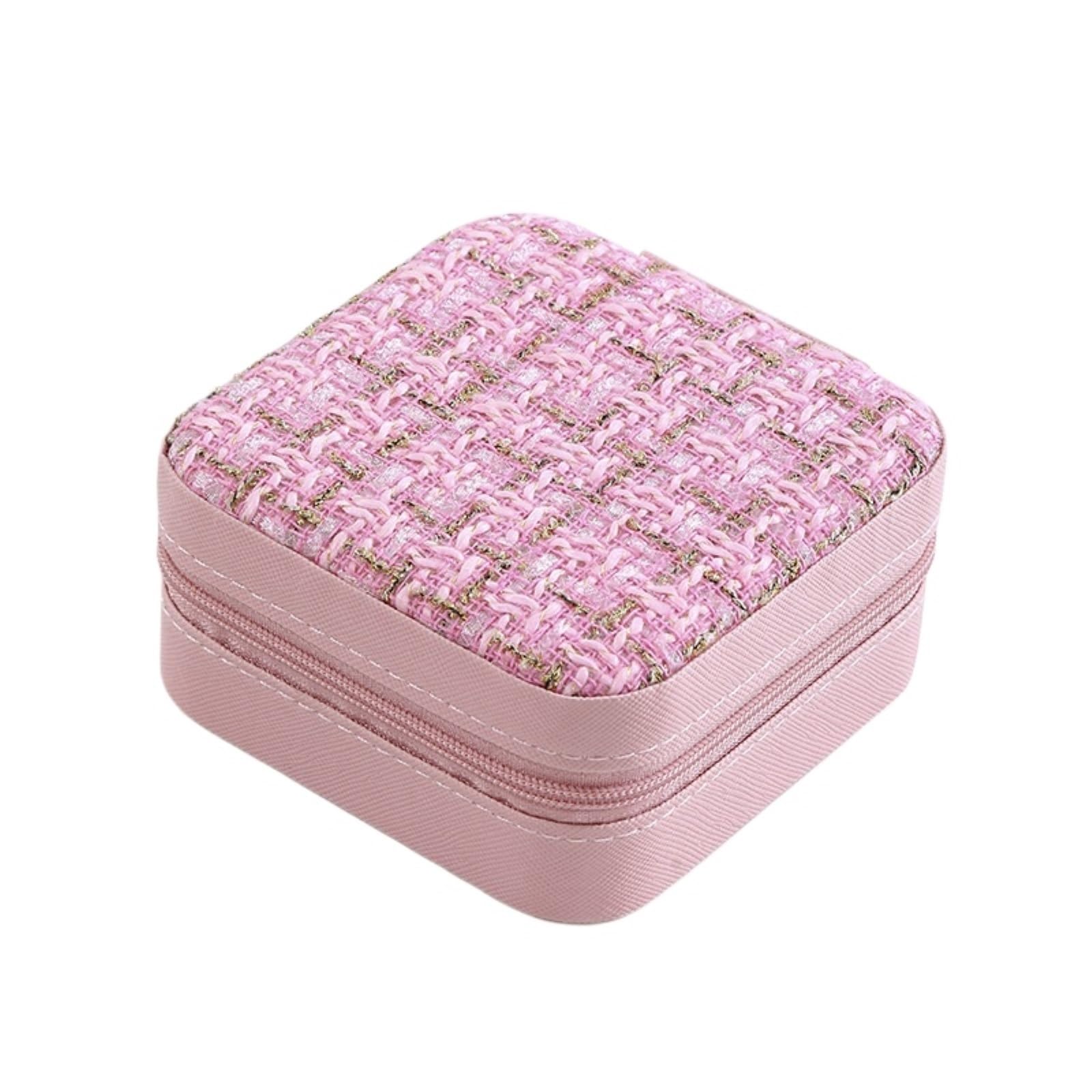 Proste Przechowywanie Biżuterii, Podróżne, Przenośne Kolczyki, Pierścionek, Małe Pudełko, Szkatułka(Pink)