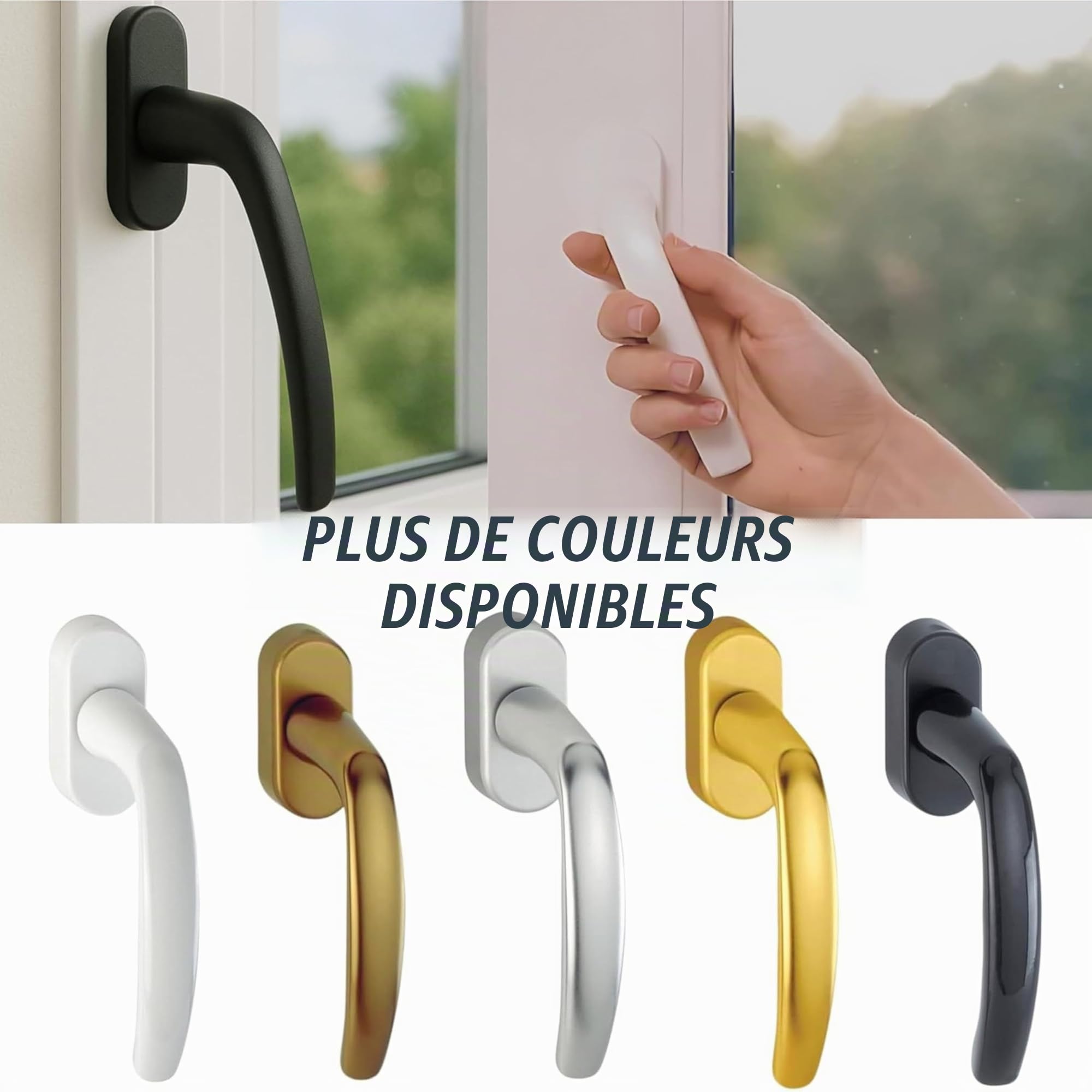 Poignée de fenêtre blanche 360 degrés pour porte fenêtre