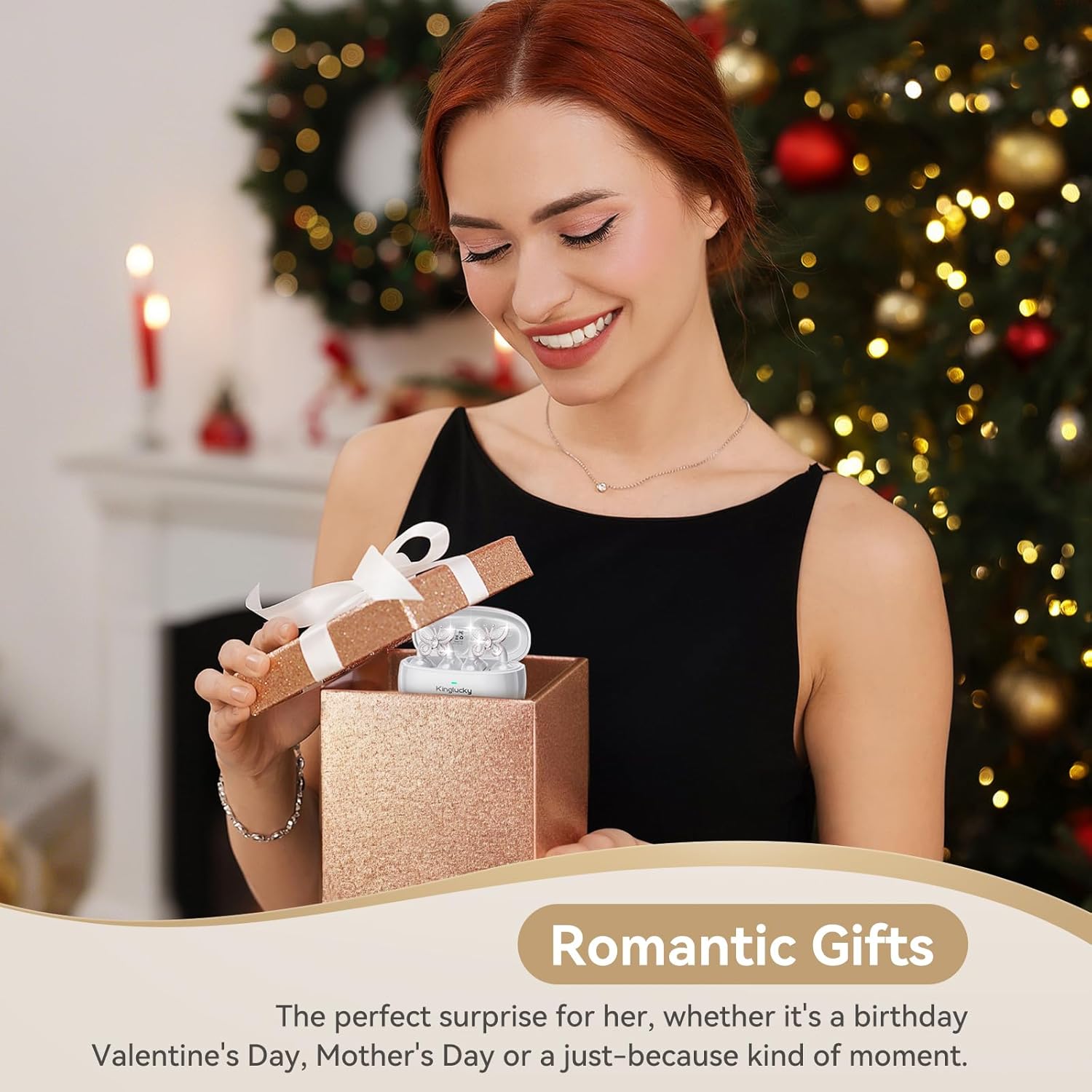 Kinglucky Jewelry-Inspired Clip-On Earbuds with Butterfly Earrings, Comfortable Fit & 50H Playtime Open Ear Bluetooth 5.4 Wireless Headphones for Women, Small Ears, Sports & Workouts (White) - Image 7