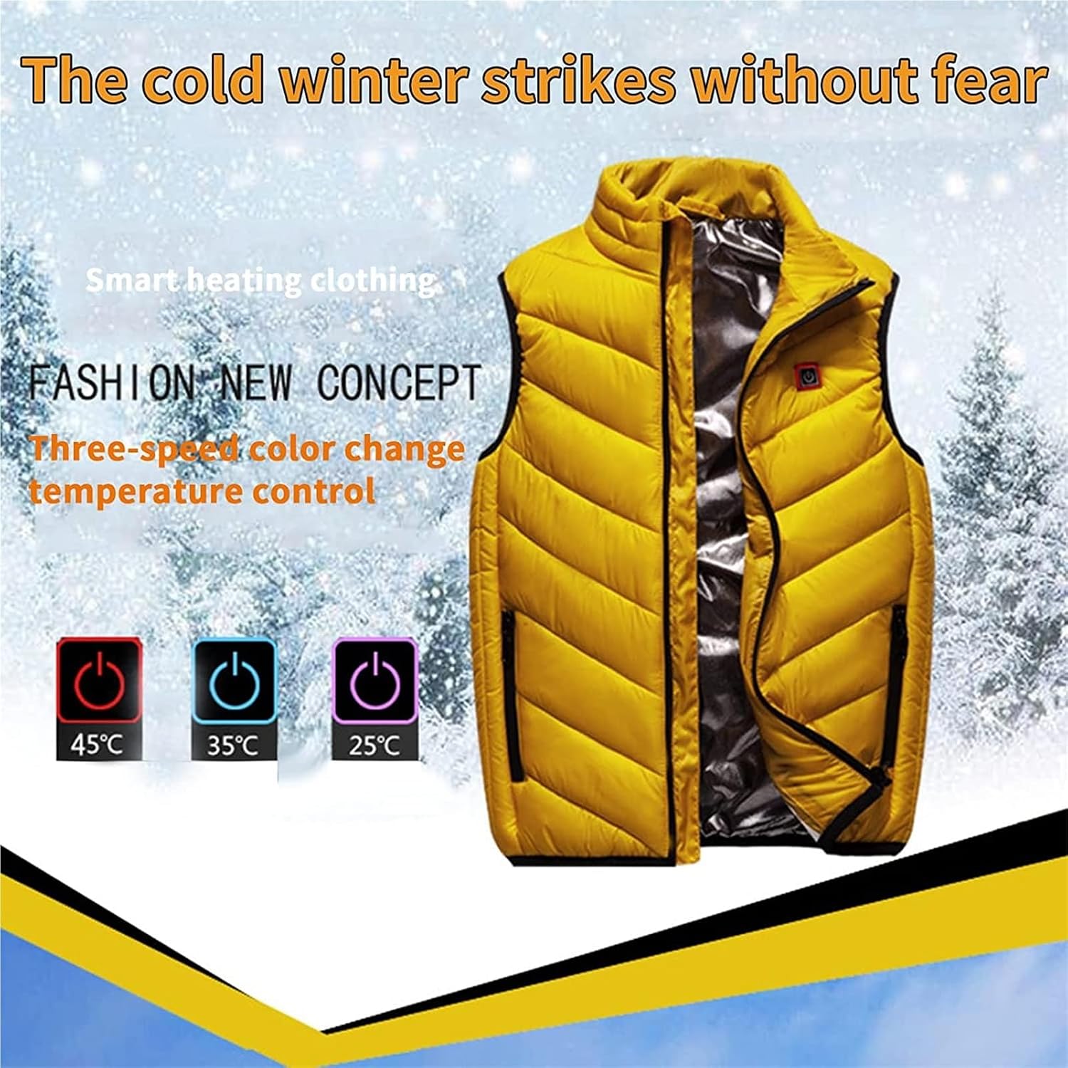 Heated Vest, Electric Heating Gilet for Cold Outdoor Activities, Adjustable Temperature, Battery Not Included