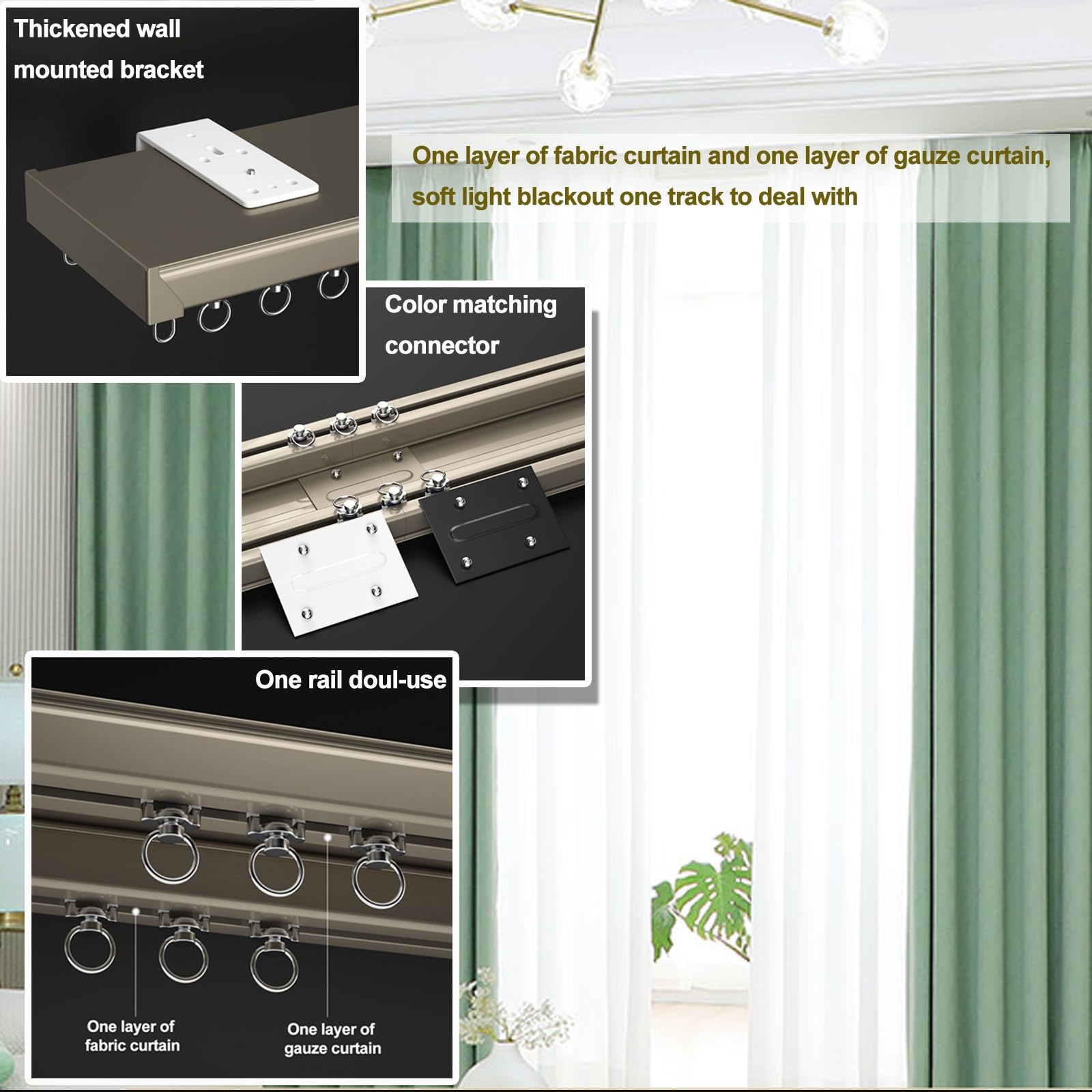 Gordijnrails Brussel Wit 1 spoor - Platte rail 7mm hoog