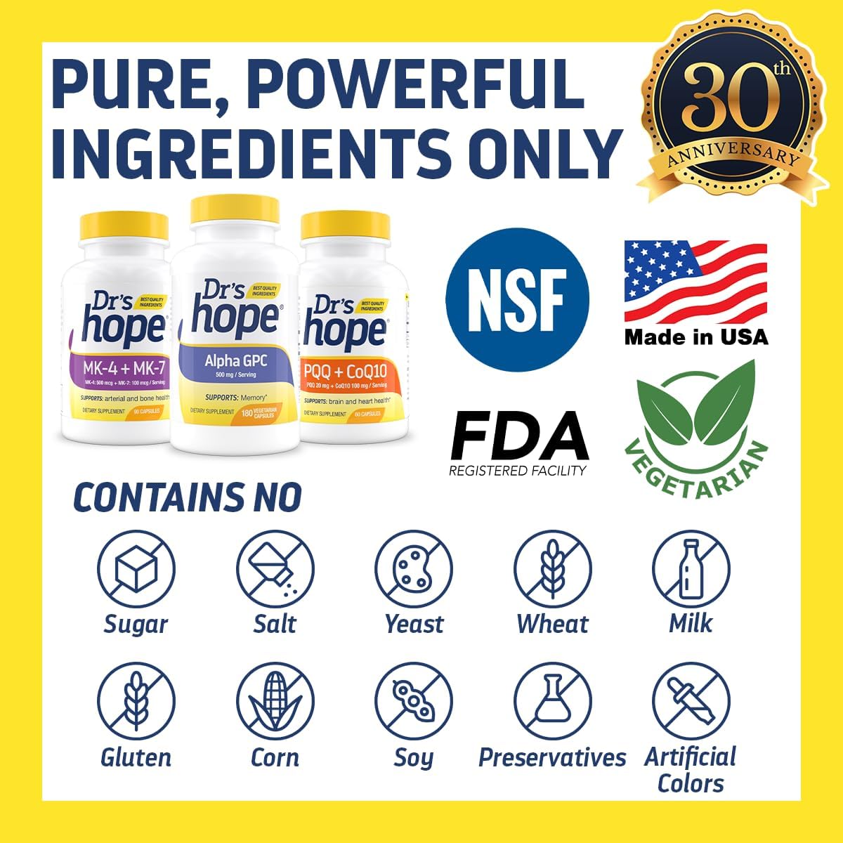Brain Health, Bone Health & Energy Support Bundle | Alpha GPC + PQQ CoQ10 + MK4 MK7