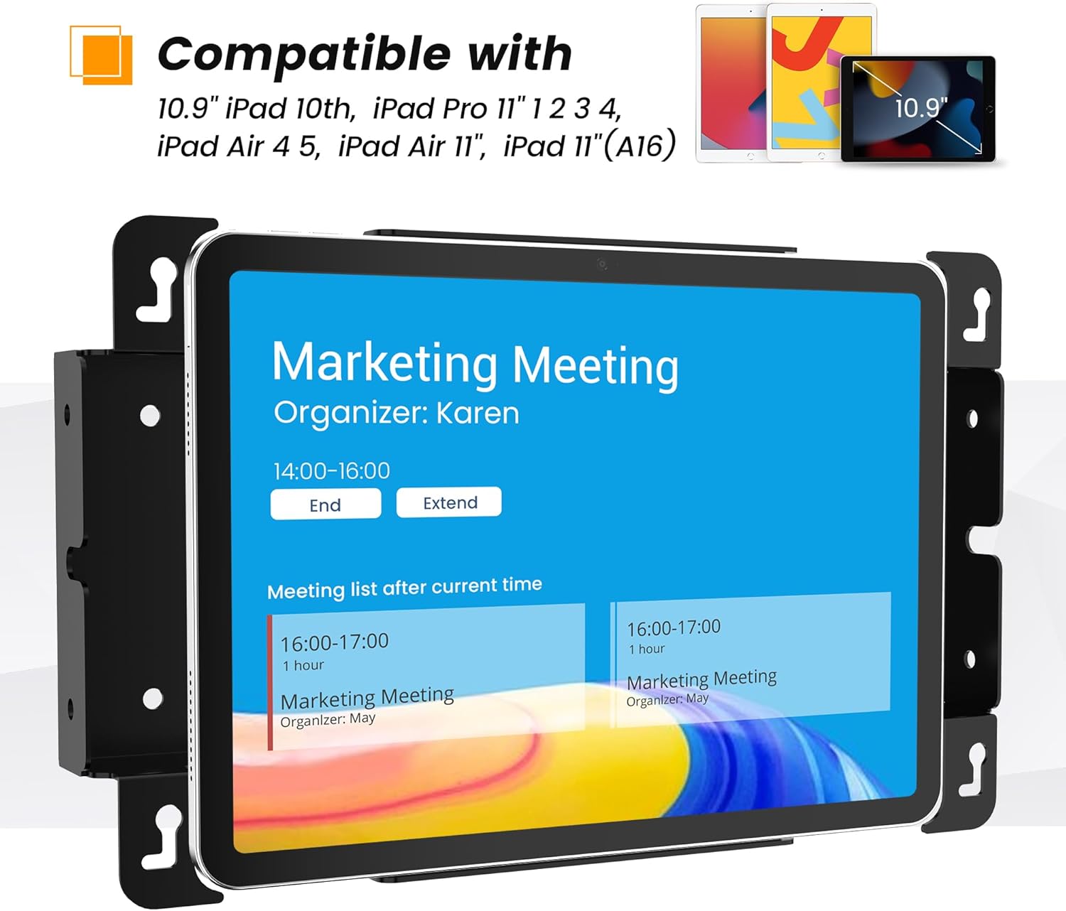 Tablet Wall Mount Compatible with 10.9" iPad 10th, Pro 11" 1 2 3 4, Air 4 5, Air 11"(M2/M3/M4), iPad 11"(A16) - BSW401BA