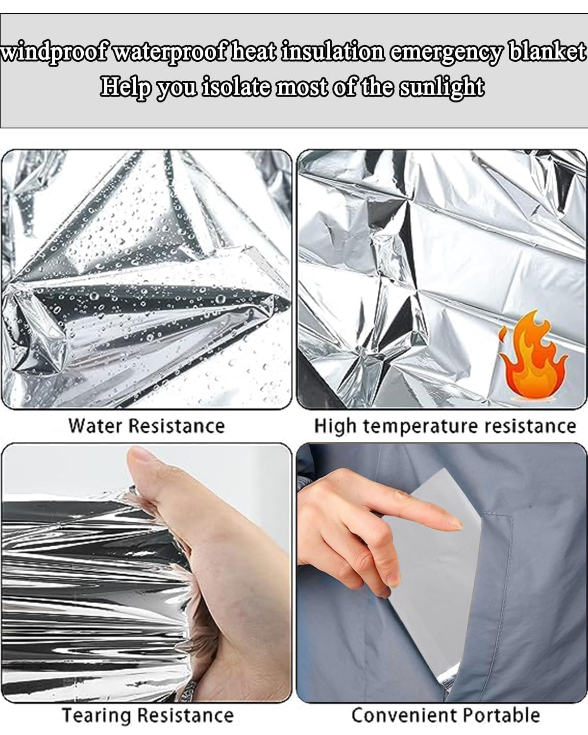 TYAGY 2 Pcs Emergency Blankets Thermal Blanket, 140 * 210cm Blanket for Travelling, Heat Insulation Mylar Film Roll for Survival for Outdoor, Camping,Trekking Accessories 2