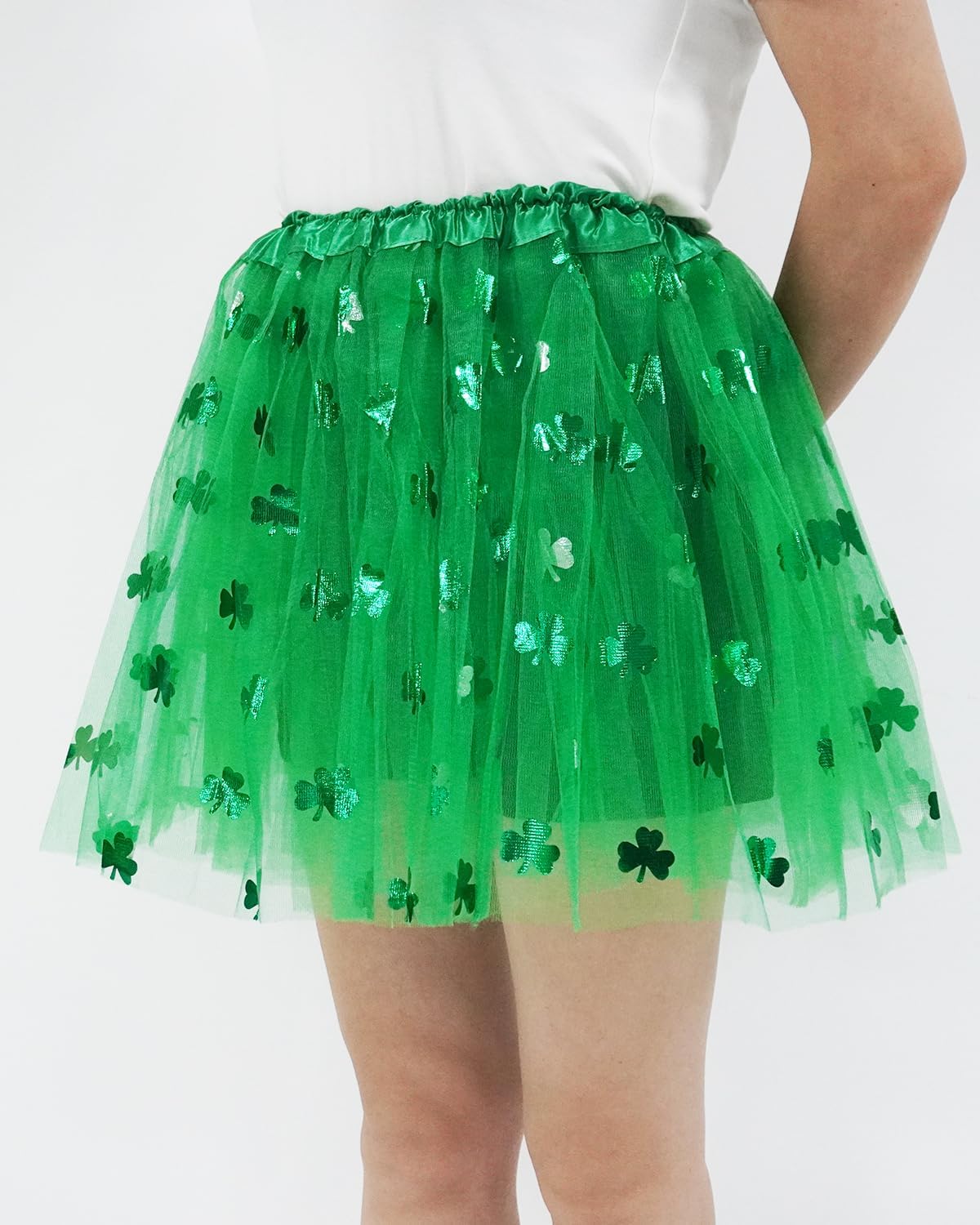 Adult Women St. Patrick’s Day Green Tutu Skirt Teens Shamrock Tulle Tutu Dress-Up Irish Party Clover Tutu Costumes