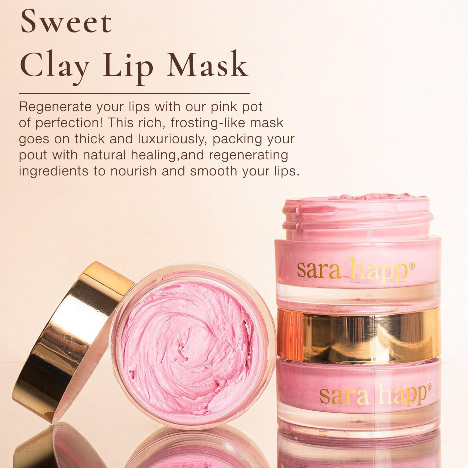 Sara Happ Sweet Clay Mask + Passion Fruit Sugar Scrub Lip Duo - Exfoliating Lip Treatments, Exfoliator Scrub, Moisturizers for Dry and Flaky Lips, Vegan (0.47 Oz and 0.5 Oz jars)