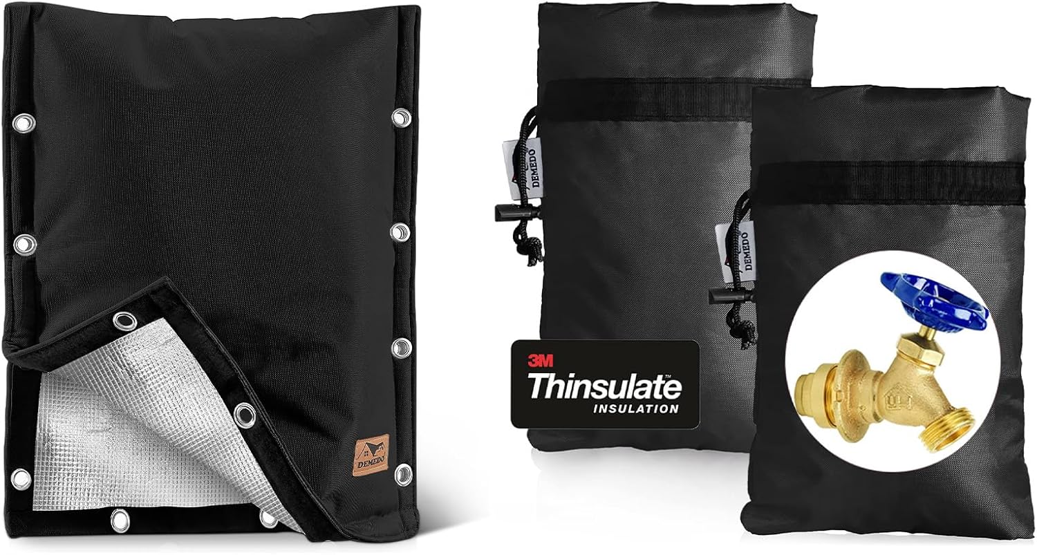 Backflow Preventer Insulation Cover Bundle with Enlarge Outdoor Faucet Cover for Winter