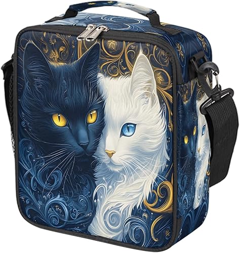 Miniatura 40 de Lonchera con diseño de unicornio y galaxia arcoíris para niños y niñas, bolsa de almuerzo aislada con correa ajustable para el hombro, reutilizable,