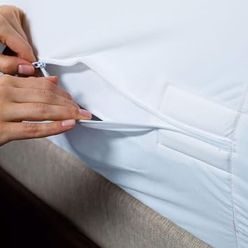 مرتبة Protect-A-Bed أو مرتبة Allerzip أو صندوق زنبركي، ارتفاع 7 - 12، مقاومة للماء، بسحاب، 6 جوانب، كوين