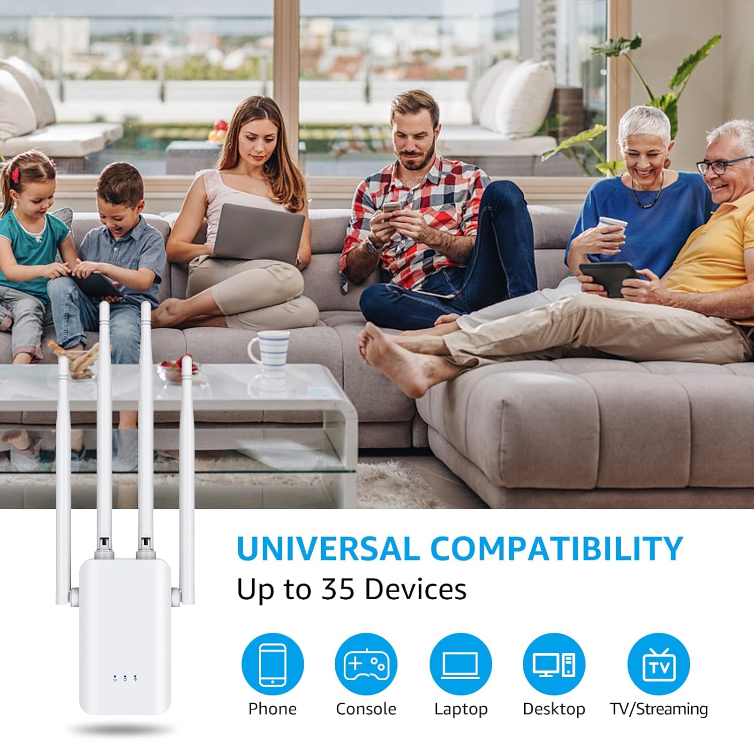 2022 WiFi Extender - Signal Booster up to 3280sq.ft - Wireless Internet Repeater for Home, Long Range Amplifier with Ethernet Port, Access Point, 1 Touch Setup, Alexa Devices Compatible, 2.4Ghz : Electronics