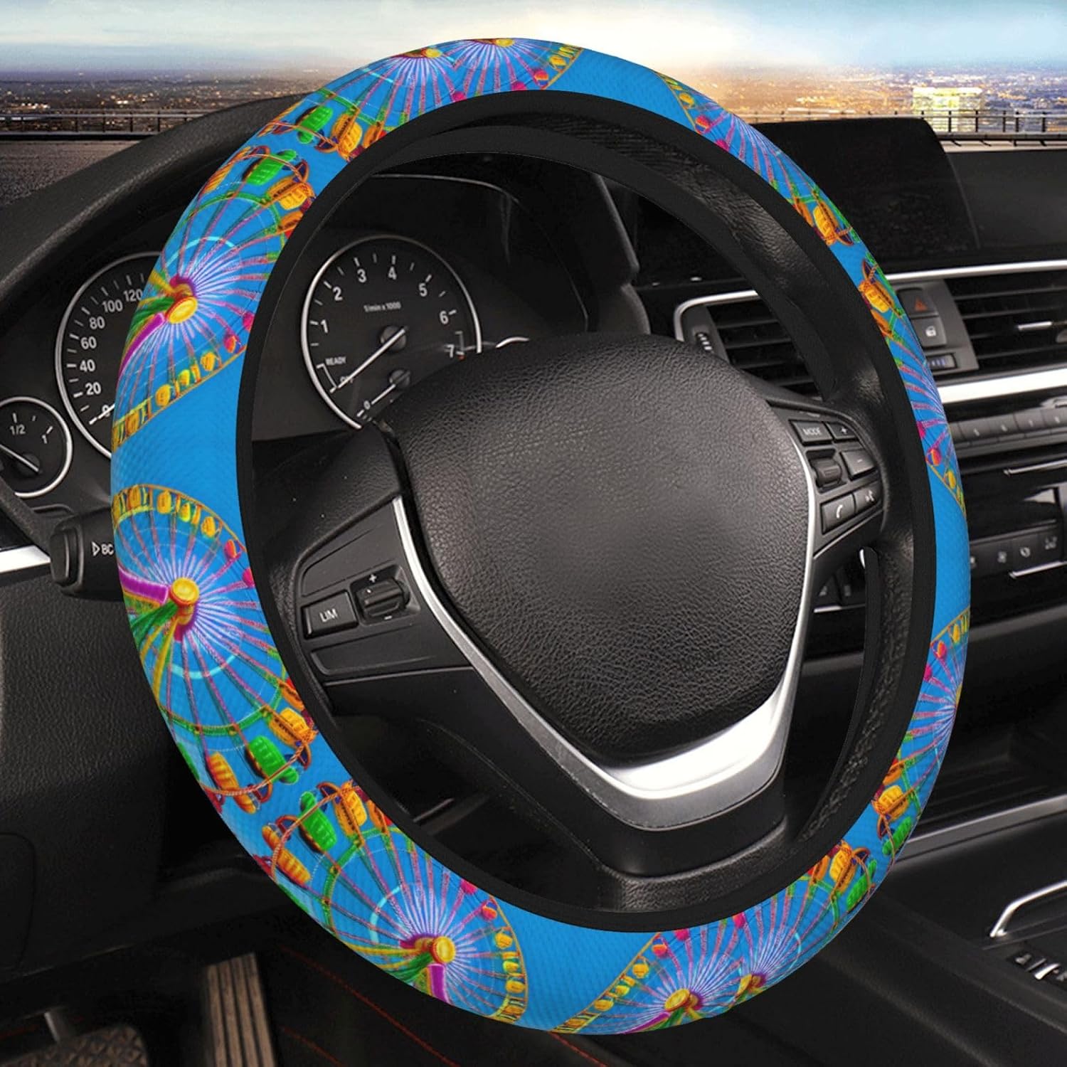15 inch Universal car Steering Wheel Cover, Corlorful Park Double Layer Thick Steering Wheel Cover, Steering Wheel Protective Cover