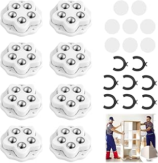 8 Stick Kugelrollen Schwerlast Möbelrollen Flach Mini Kugelrollen Selbstklebend 360 Rolle Kugelrolle Small Casters mit 8 Stahlkugeln und 8 Bremse fur Mobel, KAufbewahr, Mülleimerbox