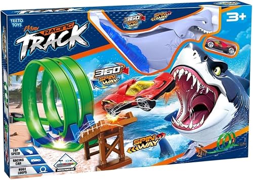 Shark Loop Catapult Track Car Set - 360 Racing Toy for Boys