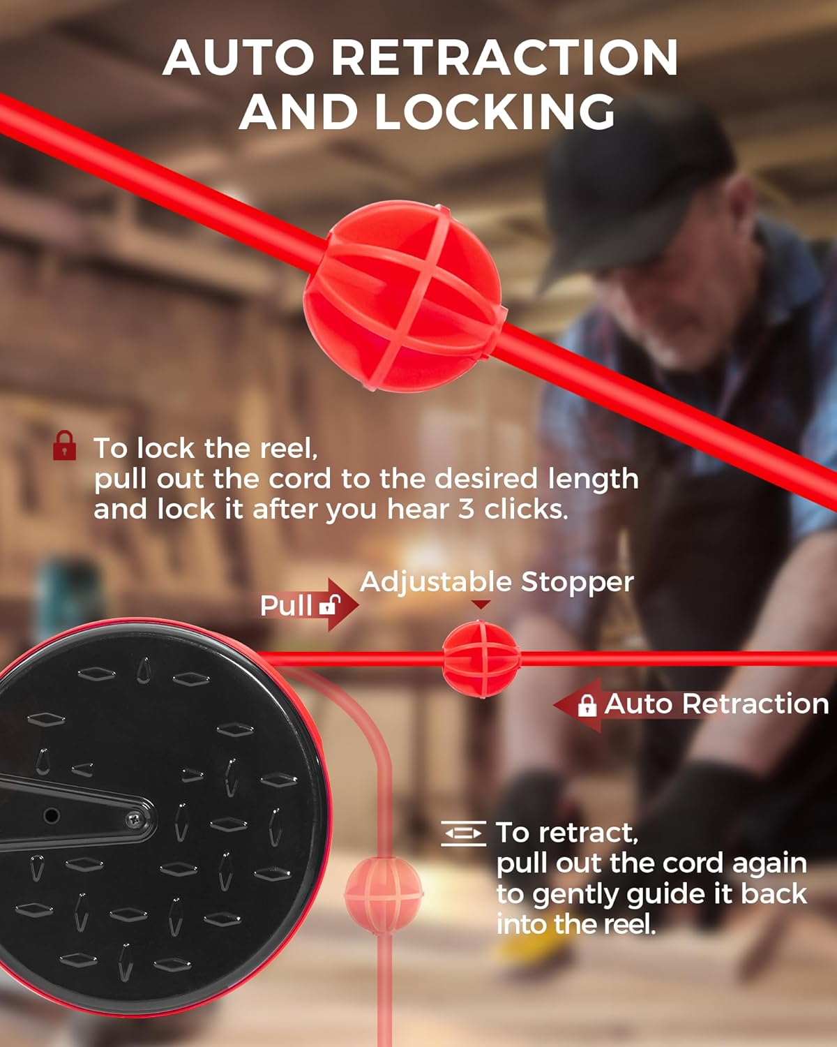 30 Ft Retractable Extension Cord Reel and 80 FT Retractable Extension Cord Reel Bundle, for Garage and Shop R30CR06-U80ACR06