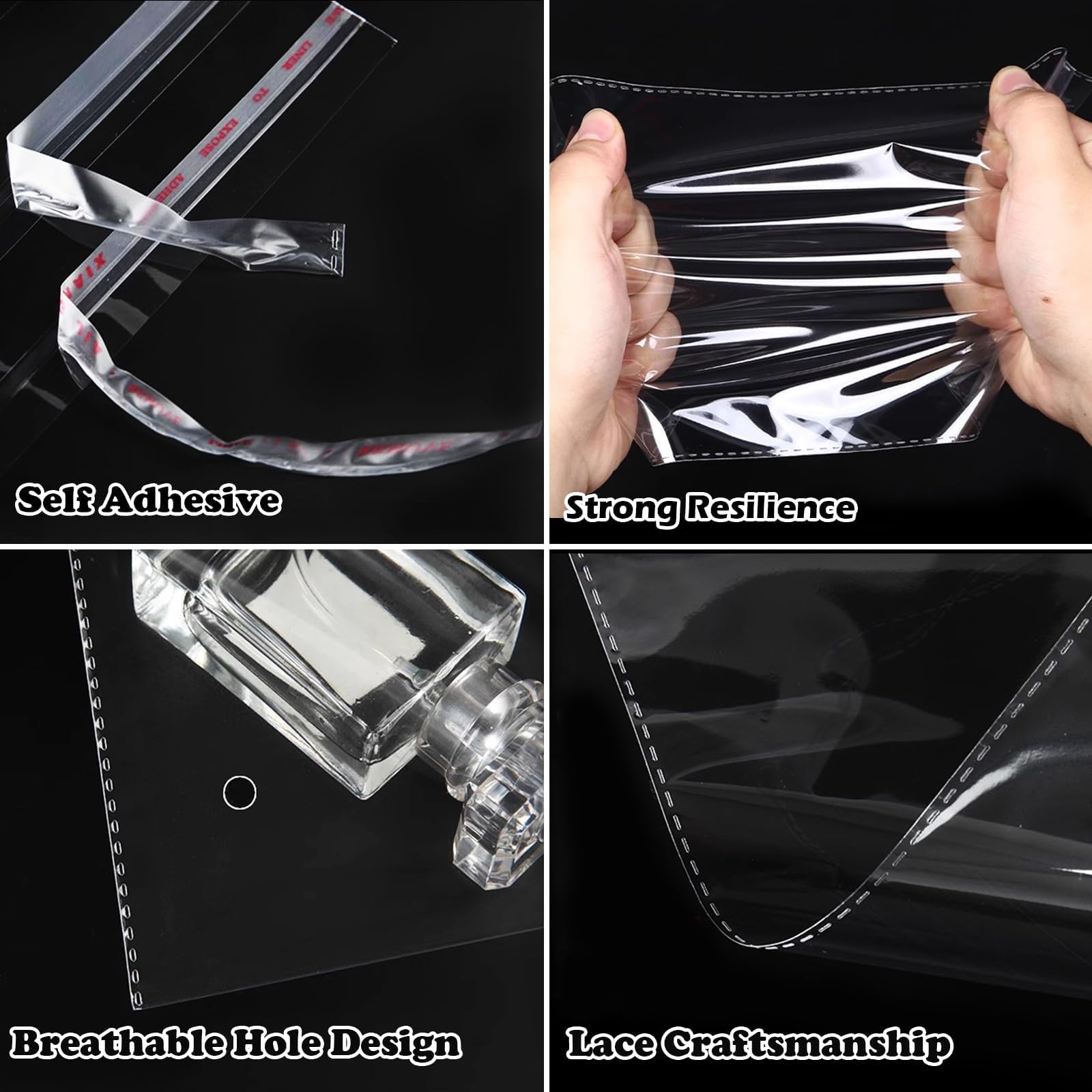 300 Sacs Plastiques Transparents Autocollants 13x27 Cm - Emballage Alimentaire, Art, Voyage - OPP Transparent
