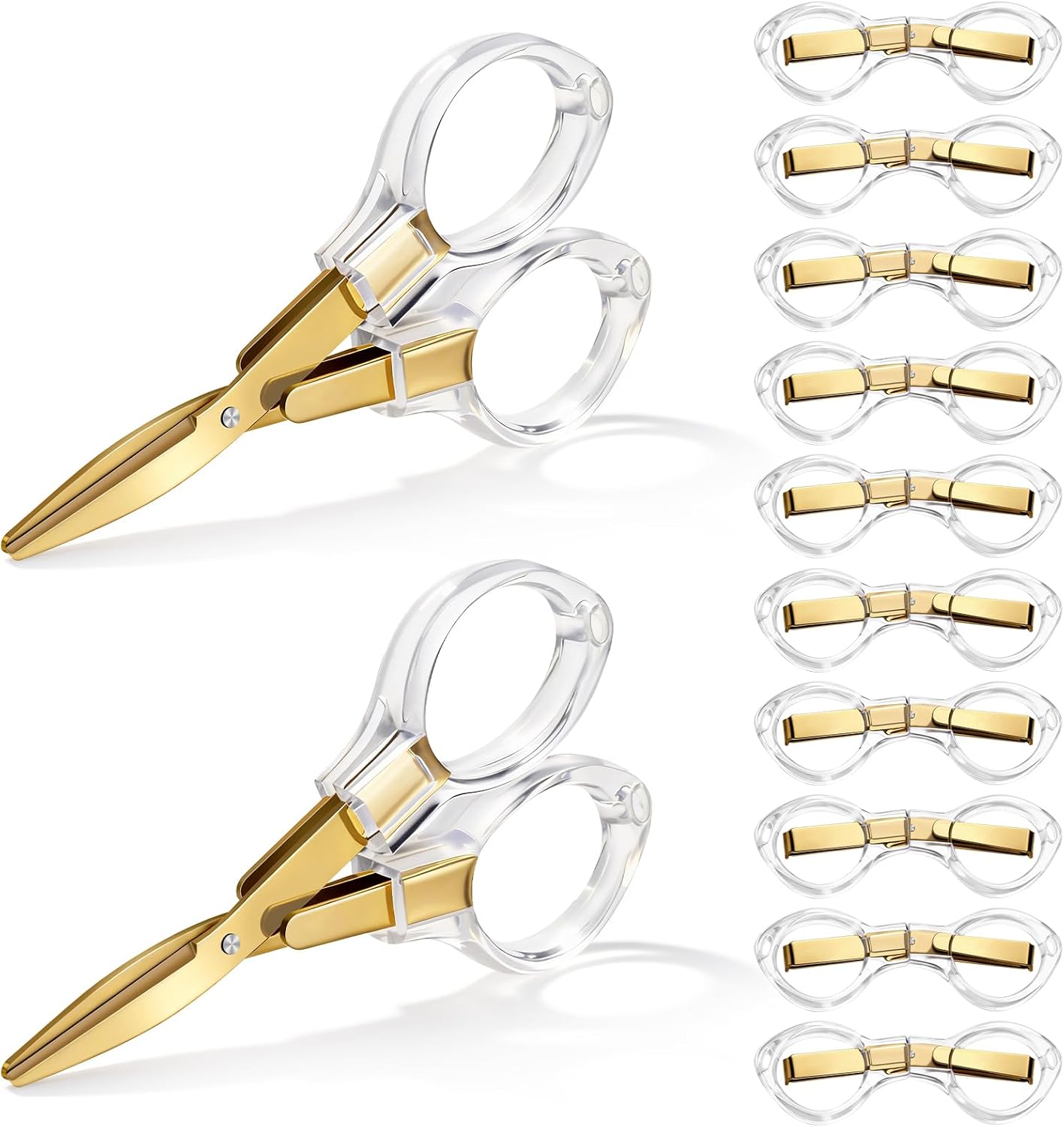 12 Pcs Mini Folding Scissors 3.8 Foldable Travel Scissors Clear Acrylic Comfort-Grip Handles for Embroidery Paper Cutting Sewing Crafting for Christmas Nurse Week Gifts School Office
