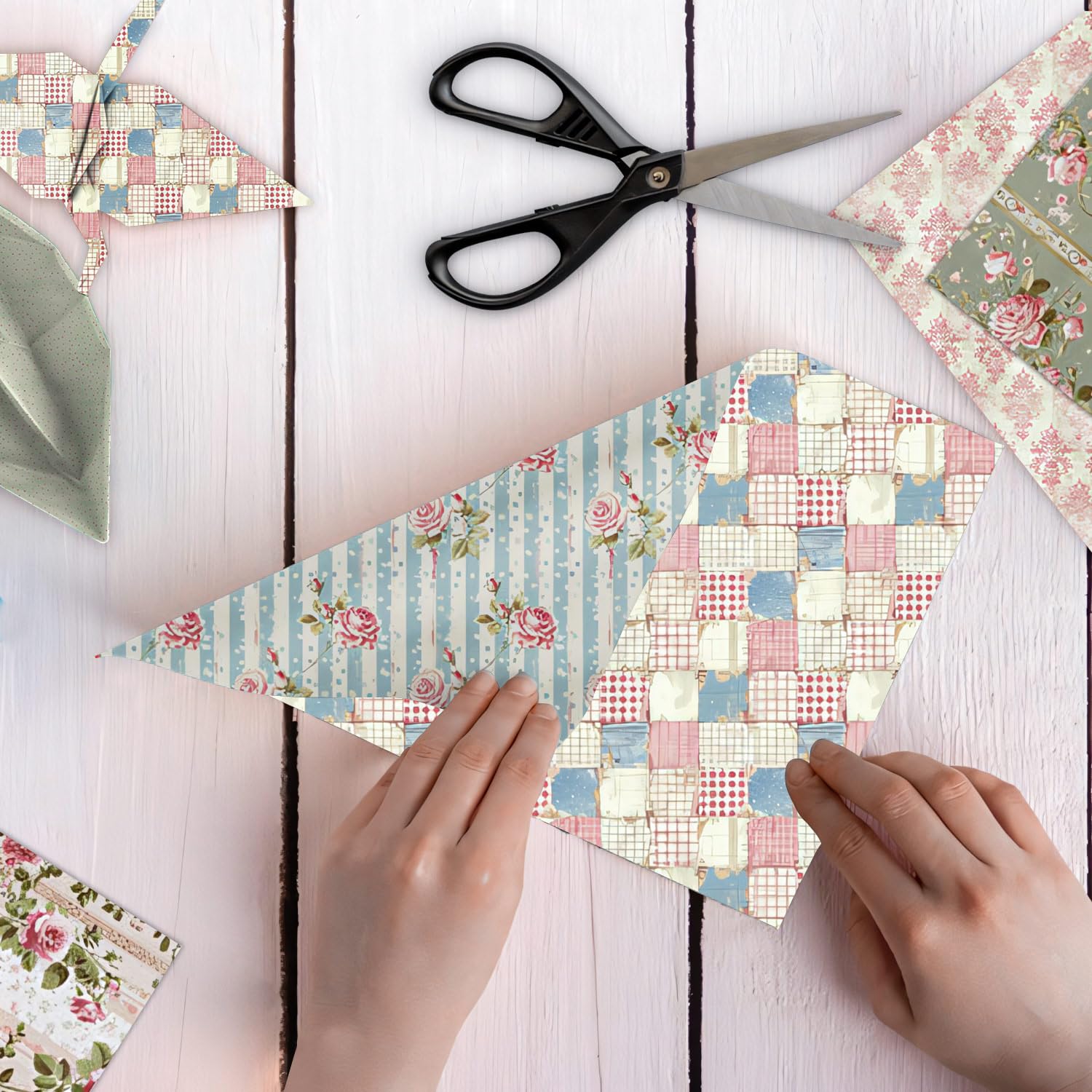 Vintage Bohemian Scrapbook Paper 12x12 - 24 Sheet Double-Sided Bobo Floral Pattern Paper Pad