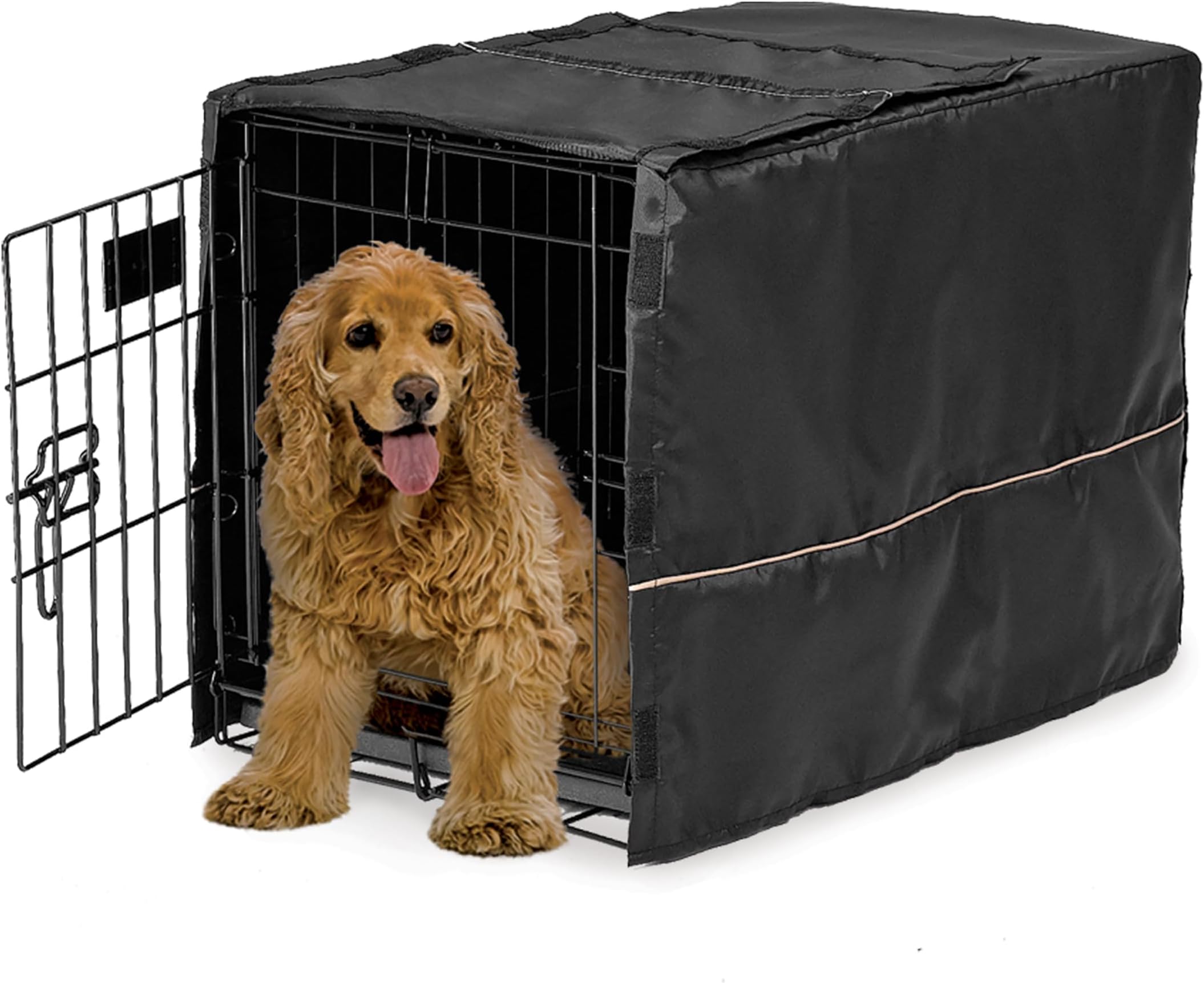 Medium Dog Crate Cover, Black Polyester Privacy Kennel Cover Fits Most 30-inch Crates, Machine Washable, Reduces Barking & Chewing