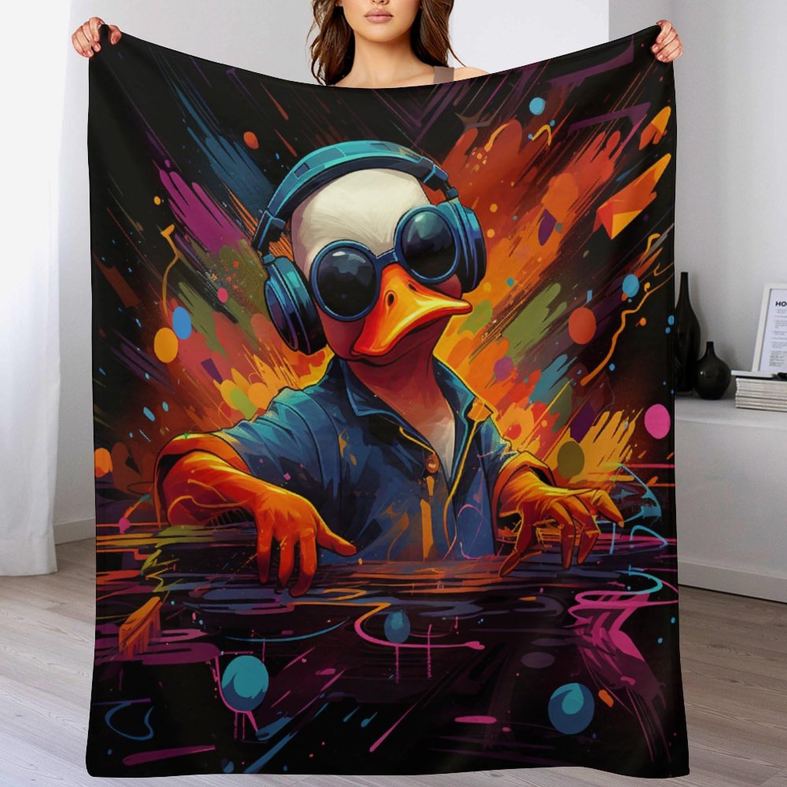 Couverture canard en peluche souple anti-frissons pour lit et canapé-lit