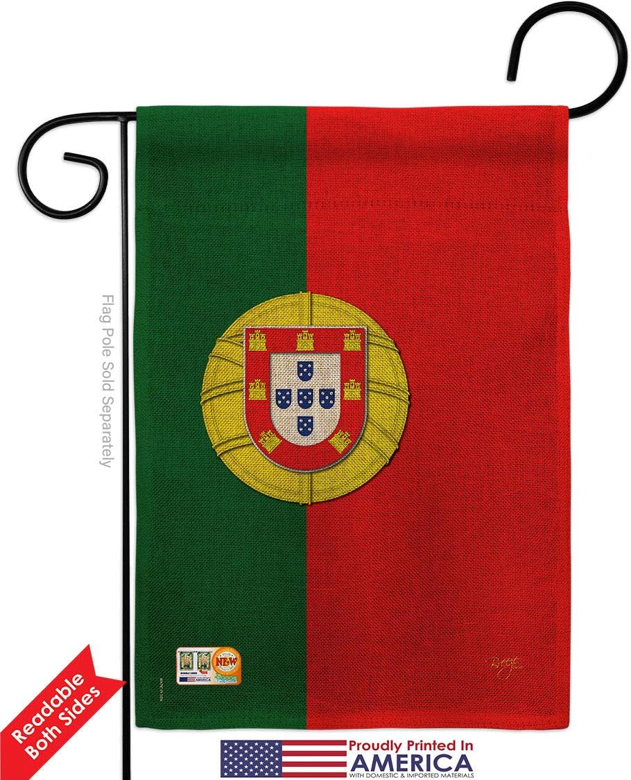 Portugal Burlap Garden Flags Pack Regional Nationality Nation International World Country Particular Area USA Vintage Applique Small Decorative Gift Yard House Banner Double-Sided Made In 13 X 18.5