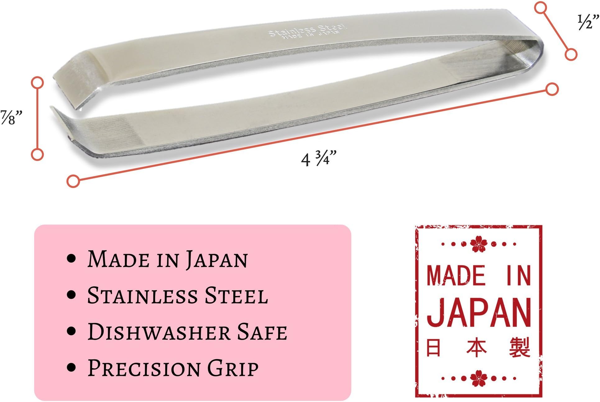 Made In Japan Fish Bone Tweezers (2-pack) - Non-Slip, Precision Grip - Debone Salmon, Bass, Catfish - Stainless Steel Handmade Japanese Craftsmanship (4 3/4")