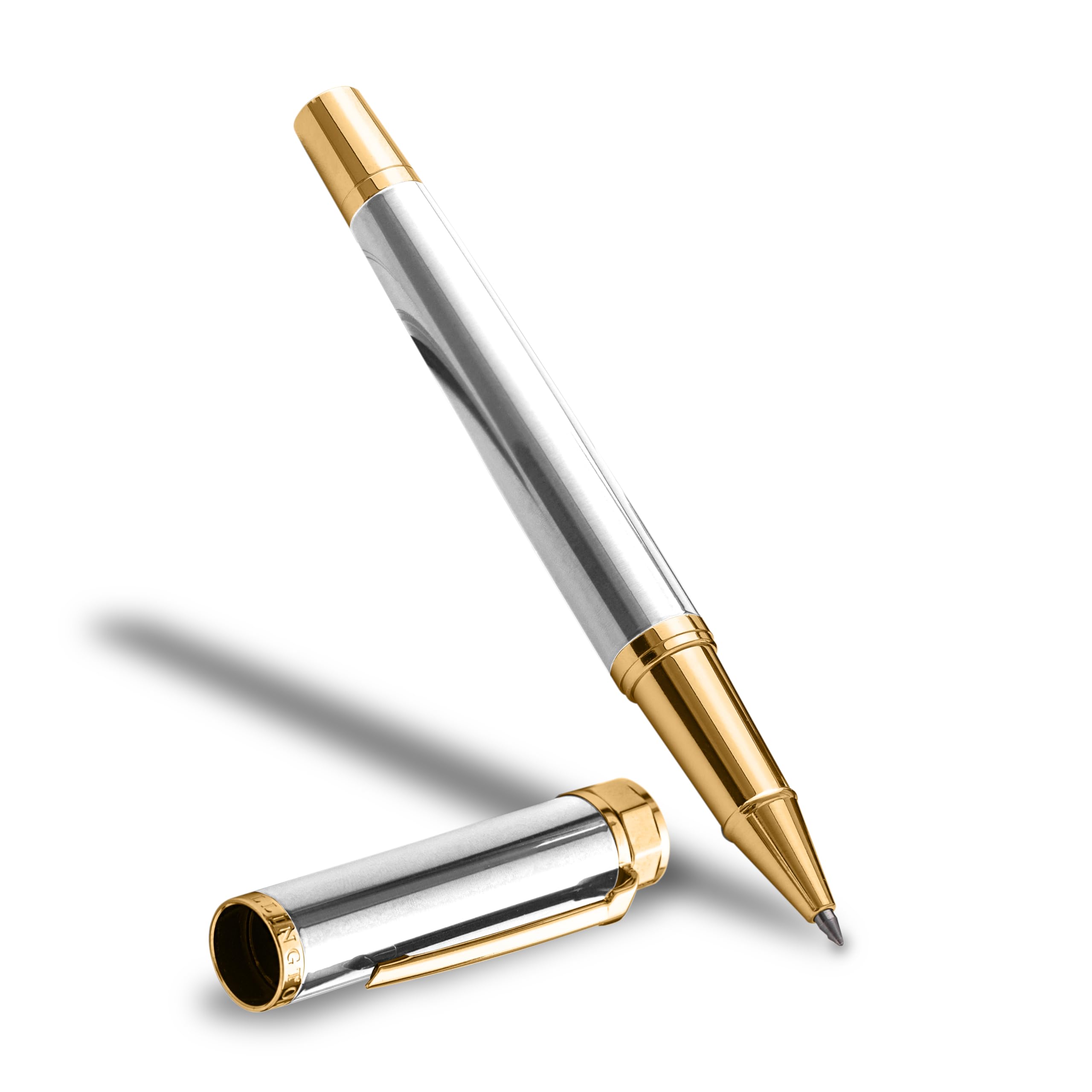 Ellington Pens Luxury Rollerball Pen Set - Smooth Writing, Elegant Design, Quick-Drying, Refillable Liquid Ink, 2 Refills (Black, Blue), Ideal for