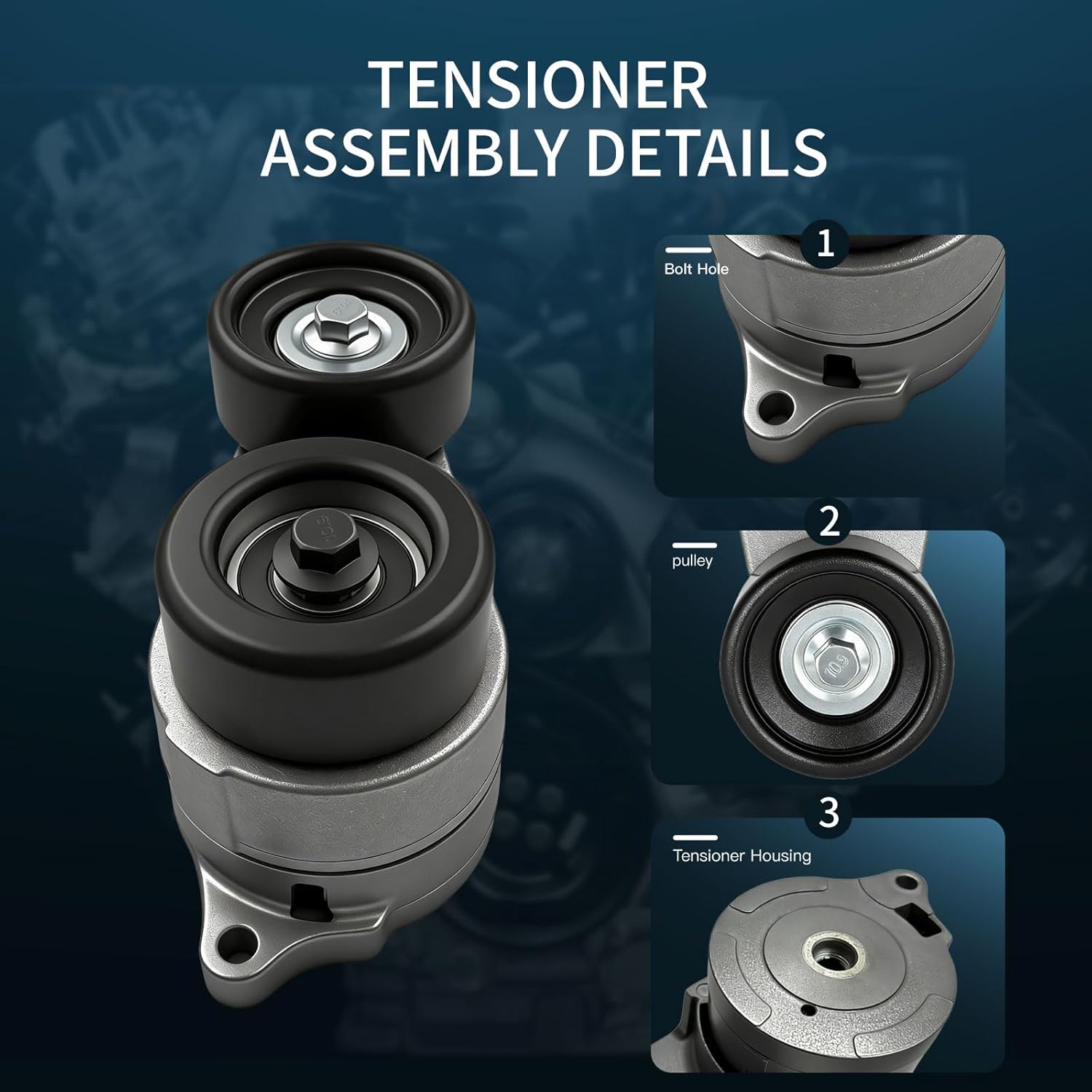 Belt Tensioner Assembly with Pulley(3.0/3.2/3.5/3.7L V6) Compatible with Acura MDX, RL, TL, ZDX, Ridgeline & Honda Accord 2003-2012, Odyssey 2005-2010, Pilot Replace#31170RCAA01
