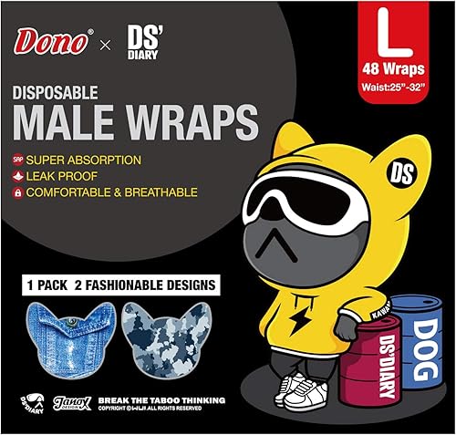 Miniatura 6 de Dono Pañales desechables para perros machos, 48 unidades más anchas, bandas para el vientre masculino, superabsorbentes, ajuste a prueba de fugas,