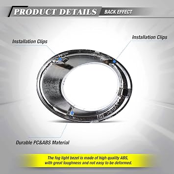 Fog Lights Covers compatible for Nissan Pathfinder 2013 2014 2015 2016 Lamps Bezel Assembly for 13-16 Pathfinder Driver Passenger Replacement