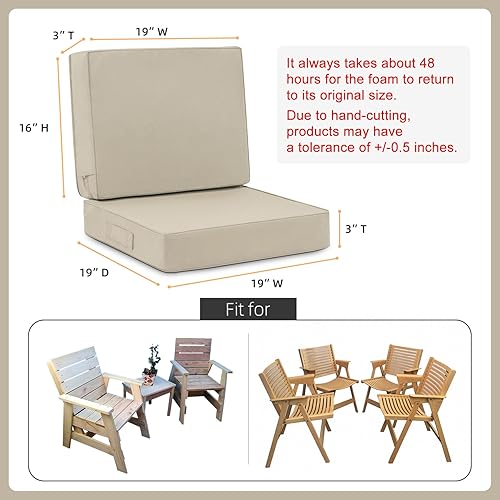 Miniatura 2 de Favoyard Juego de cojines de patio de 19 x 19 pulgadas, impermeables, para muebles de patio, con funda extraíble y resistente a la decoloración con