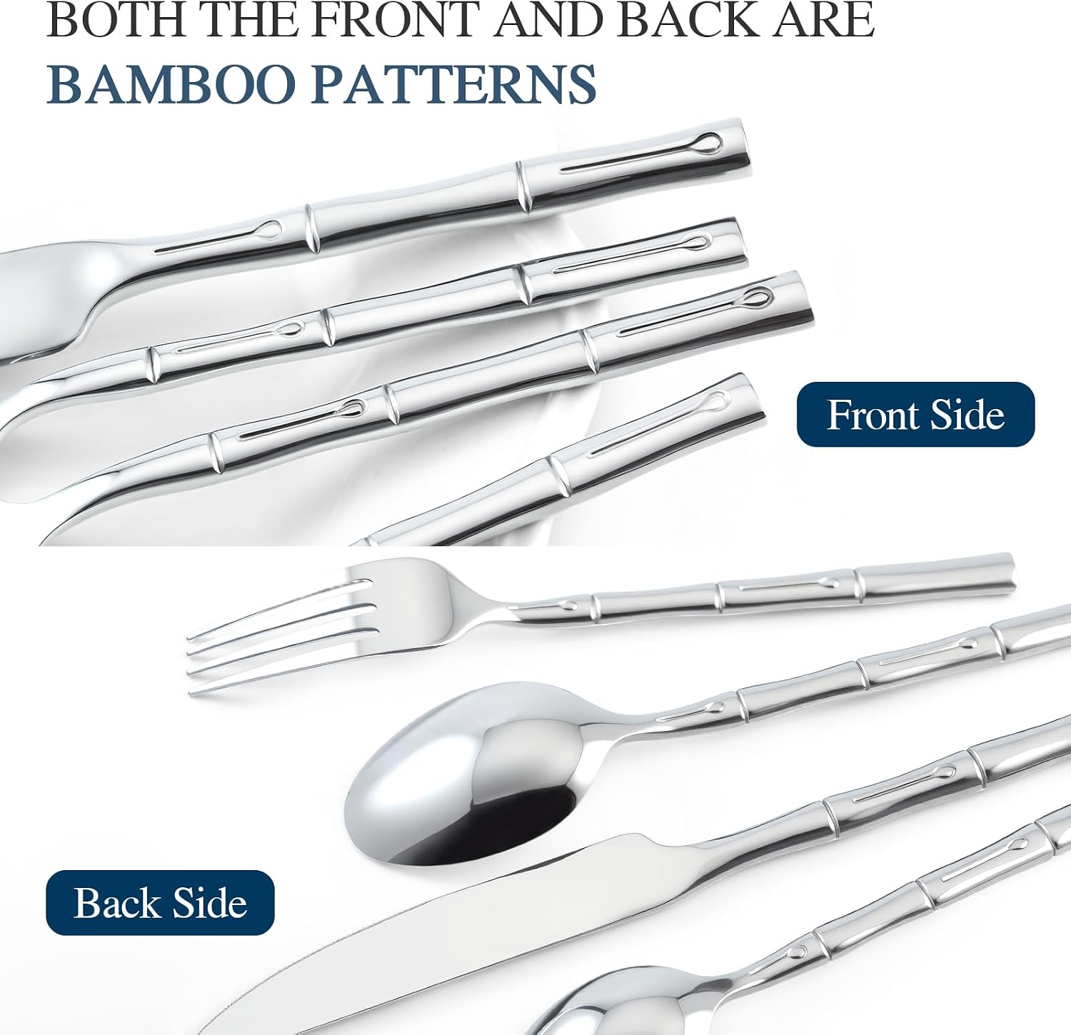 Silverware Set 60-Piece Bamboo Pattern Service for 12 image 5