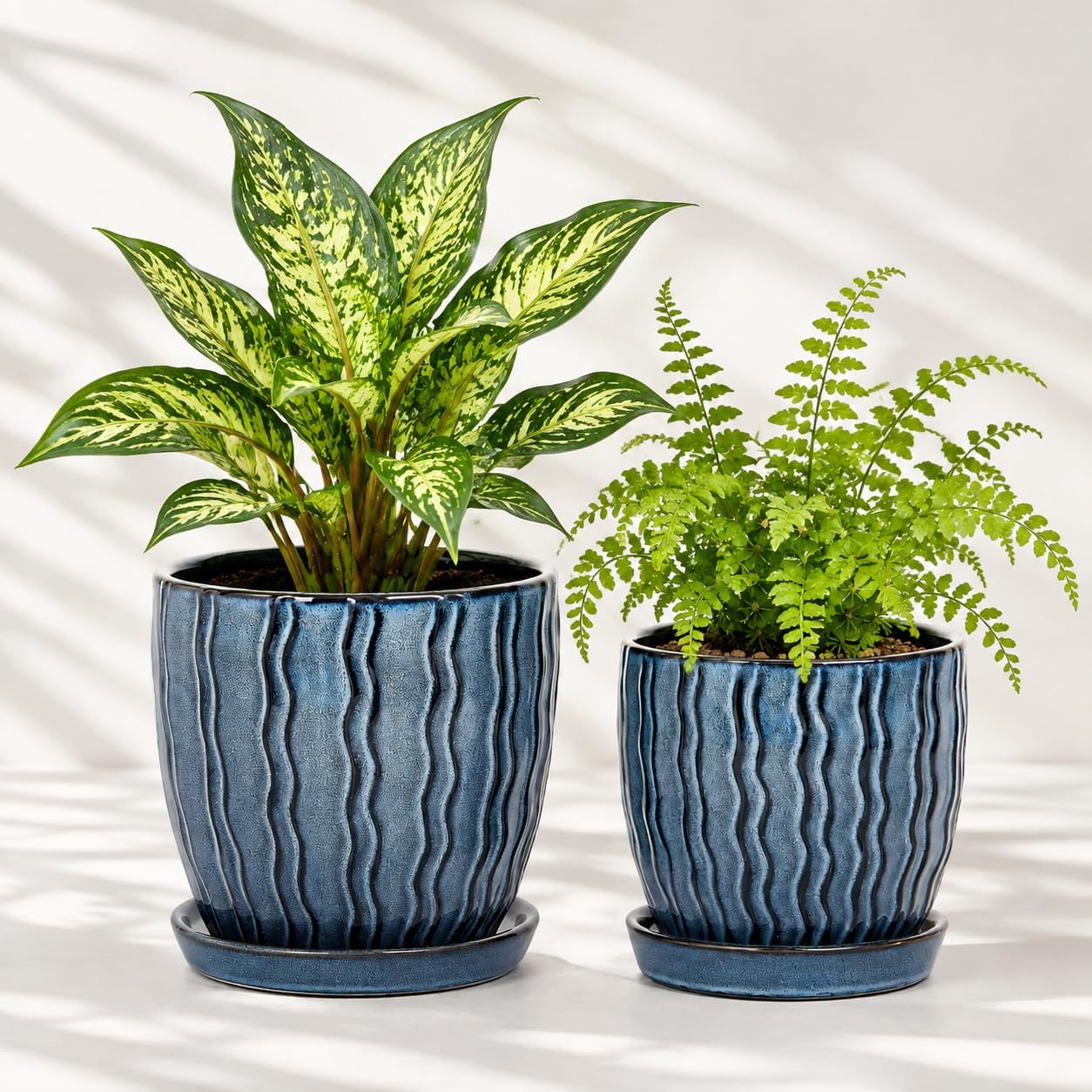 Ceramic Plant Pots, Modern Flower Pots, Small Plant Pots 4.5+5.5inch