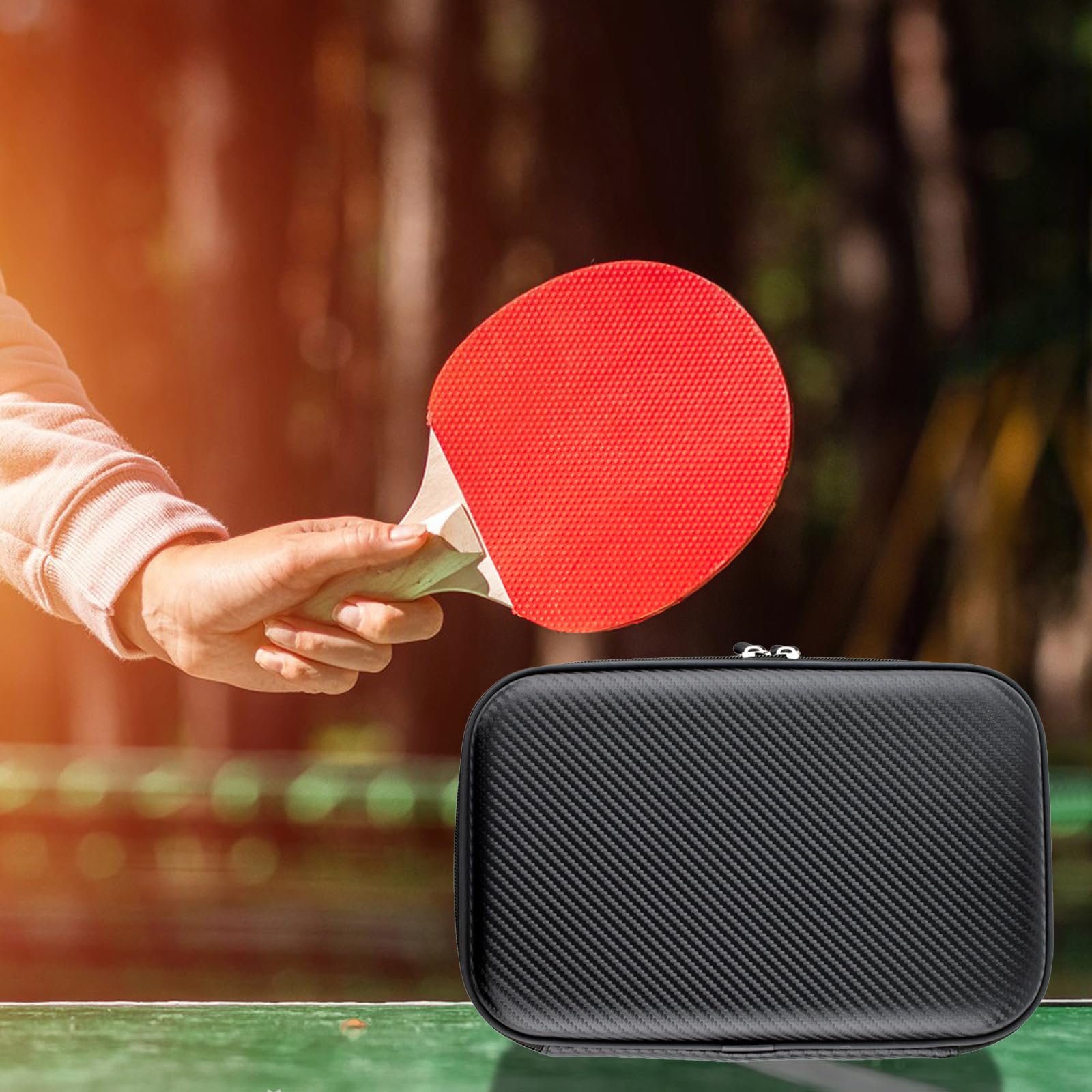Custodia quadrata per racchette da ping pong, impermeabile, custodia rigida con cerniera