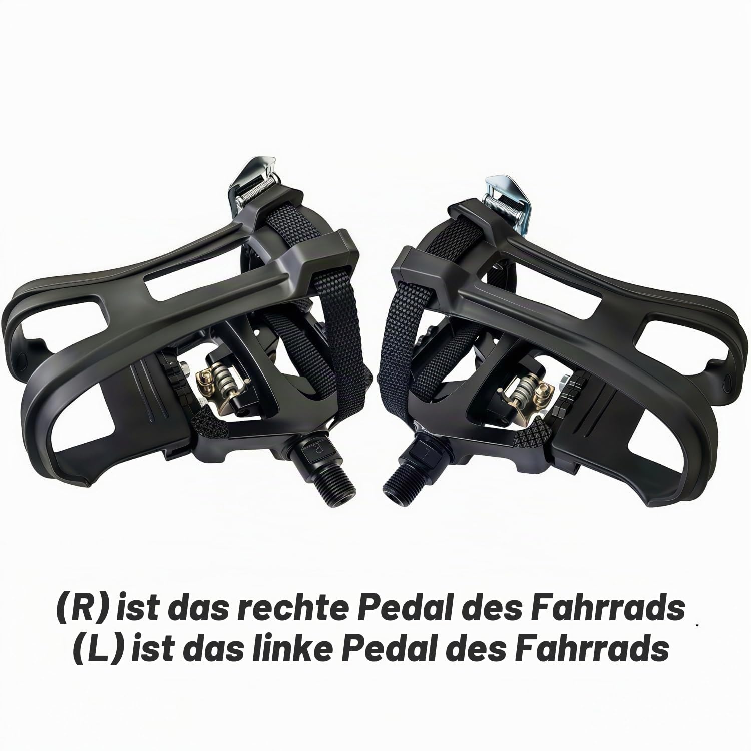 YBEKI Pro-Grade Spinning Pedale mit Riemen & Zehenclips – 2-in-1: kompatibel + Klassische Käfige – Passend für Peloton, Schwinn, Sunny,9/16″Achse mit Dichtungslagern