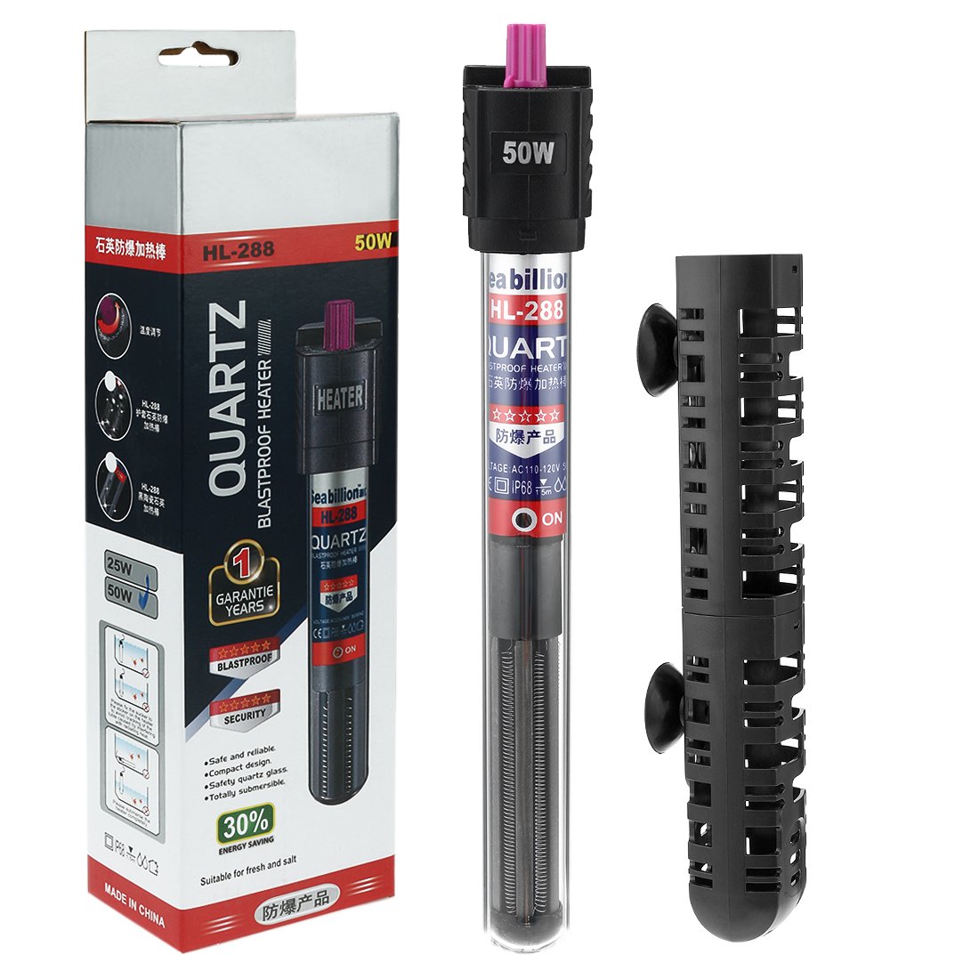 Amazon.co.jp: Aexit 水中水槽ヒーター50ワットクォーツガラス調整可能