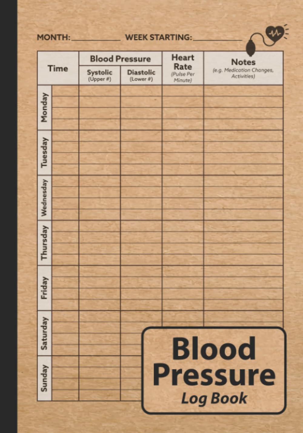 Blood Pressure Log Book: 2-Year Daily Tracking Diary (Medium-Sized ...
