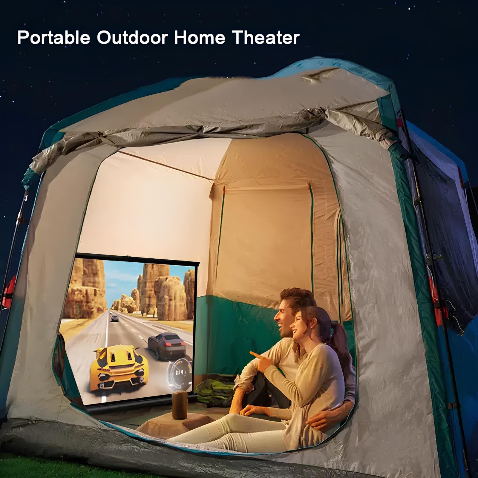 Ecran de Projection Portable sur Pied 30/40/50 Pouces, 4K HD Éecran Videoprojecteur de Table pour Intérieur Extérieur(30inch (4:3))