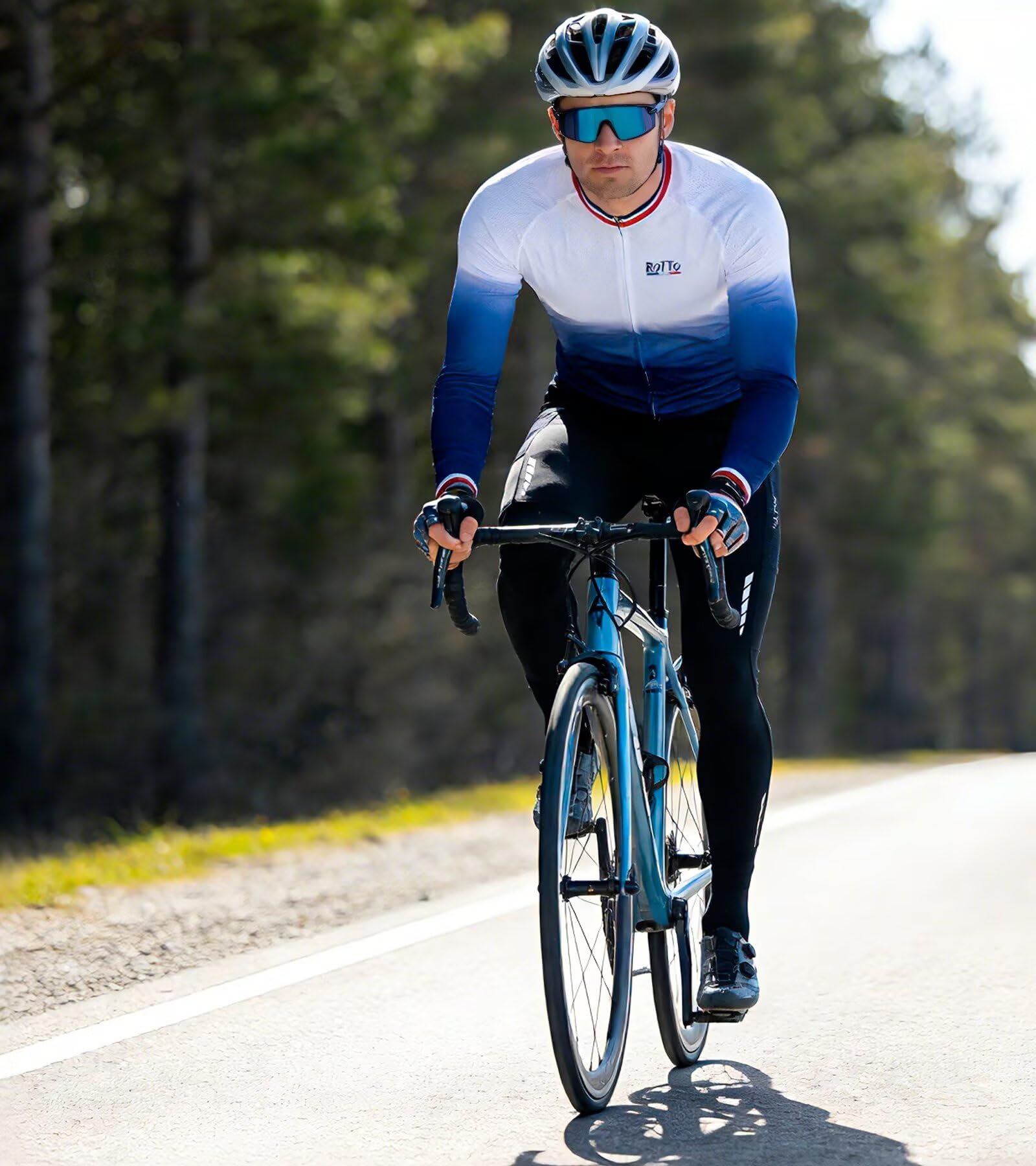ROTTO Maillot Cyclisme Homme Manches Longues Vetement Cycliste pour VTT vélos de Route avec Poche