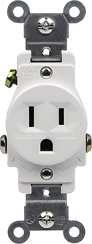Miniatura 7 de ENERLITES Tomacorriente de un solo receptáculo, resistente a manipulaciones, grado comercial, 3 cables, tornillo de puesta a tierra, 2 polos, 5-15R,