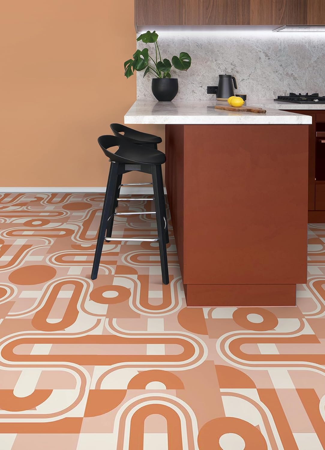 FloorPops x Very Gay Paint Brenda Daworld Terracotta Peel and Stick Floor Tiles, Terracotta Geometric Removable Vinyl Flooring, Self Adhesive Floor Tiles for Kitchen Bathroom Entryway