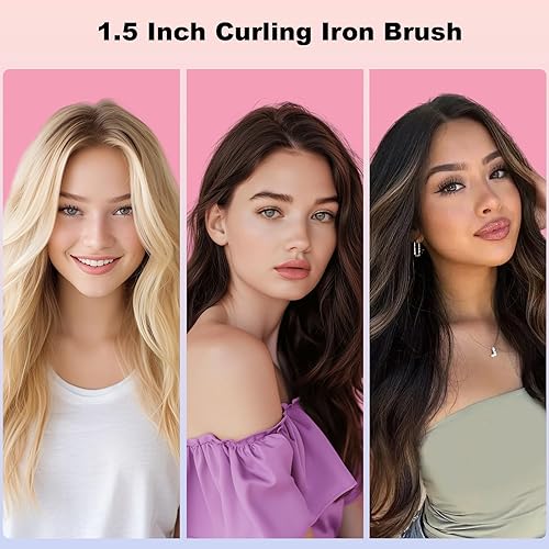 Miniatura 7 de Cepillo térmico de 1.5 pulgadas para aspecto de soplado, alisado de cabello redondo con 2 ajustes de temperatura, plancha de cerámica para cabello