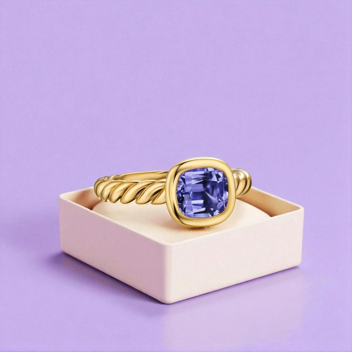 London Blue Topaz Solitaire Ring – 925 Sterling Silver, Gold Plated, Handmade Jewelry – Elegant Gift for Women & Girls – Anniversary, Birthday & Valentine's Day Special