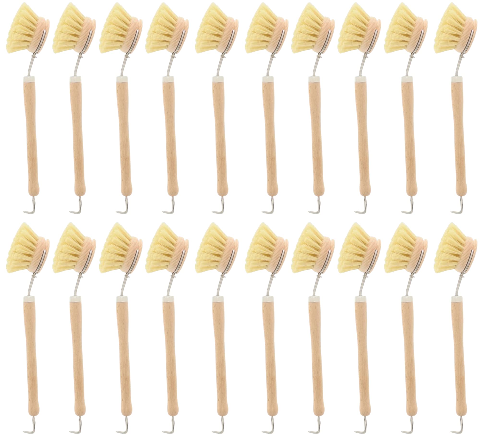 teemando® Lot de 20 brosses à vaisselle en bois de 23 cm, petit 4,3 cm avec tête de brosse à changement
