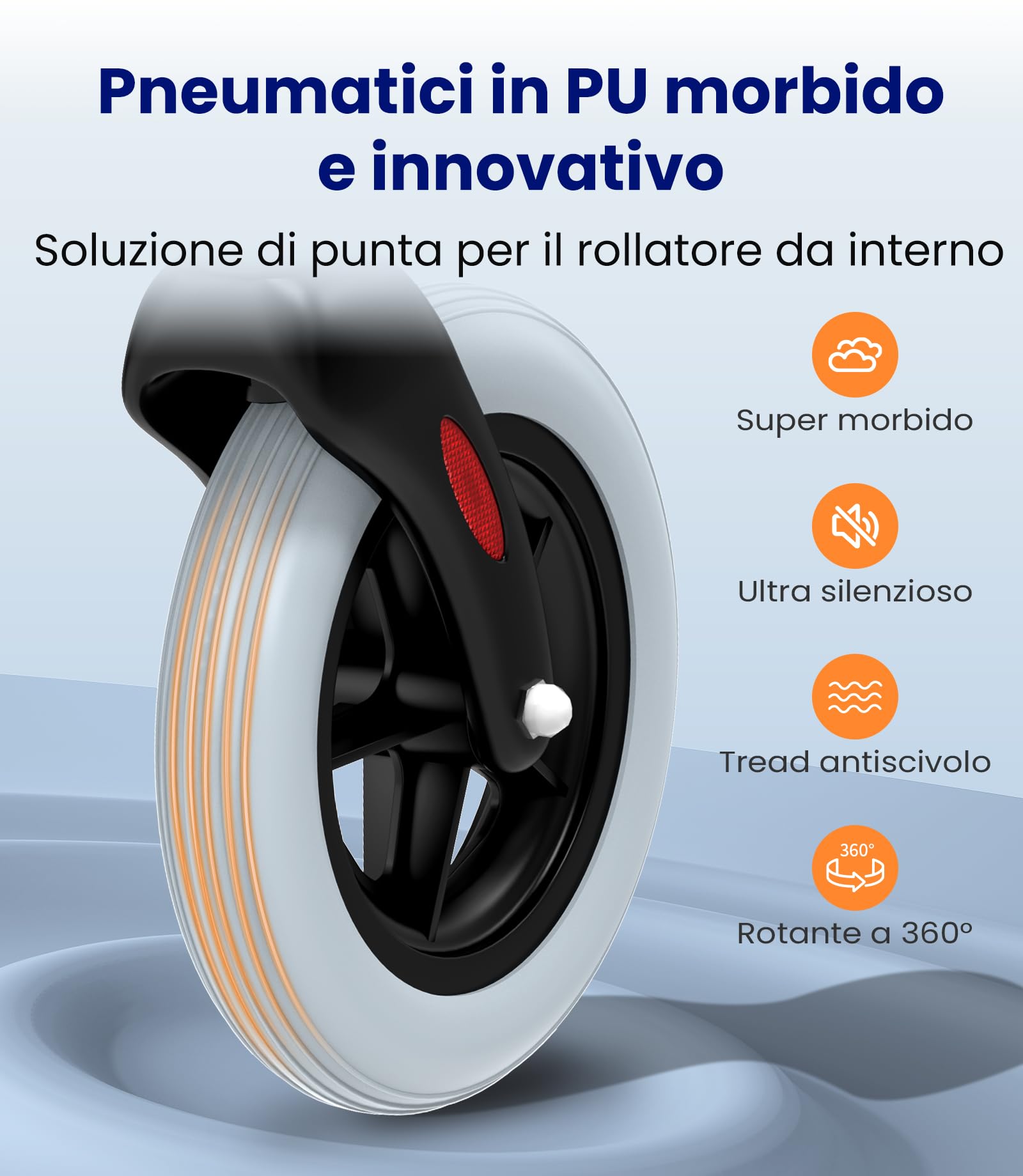 VOCIC Z32 Deambulatore sottile per casa, deambulatore interno pieghevole e leggero, stabile rollator con spuer pneumatici antiscivolo silenziosi, deambulatori per anziani pieghevole vassoio, nero