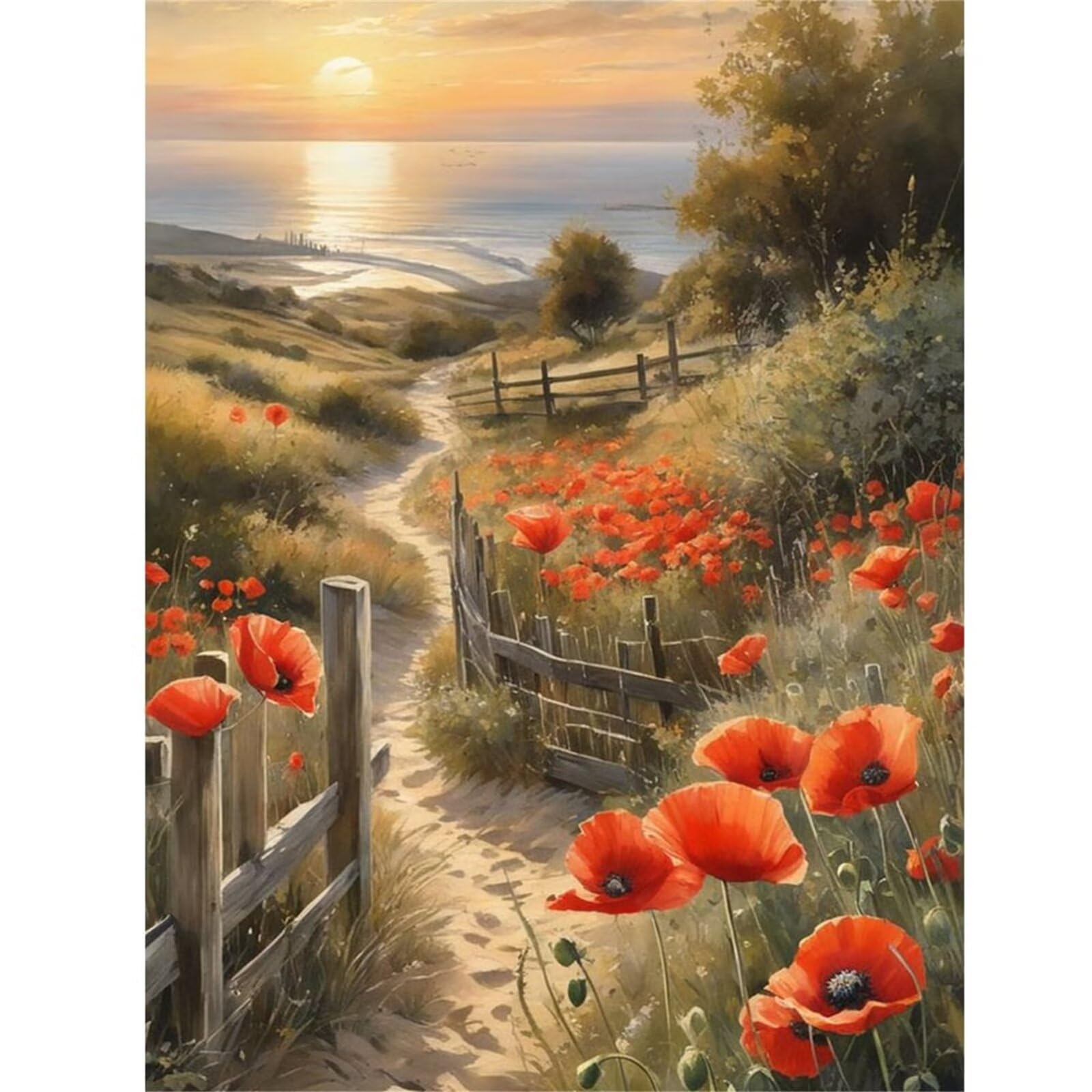 Puzzle per Adulti,87x57 cm,1500 pezzi puzzle per adulti bambini, Regalo Puzzles, Collezione Educativo Creativo puzzles Paesaggio di papaveri sulla spiaggia