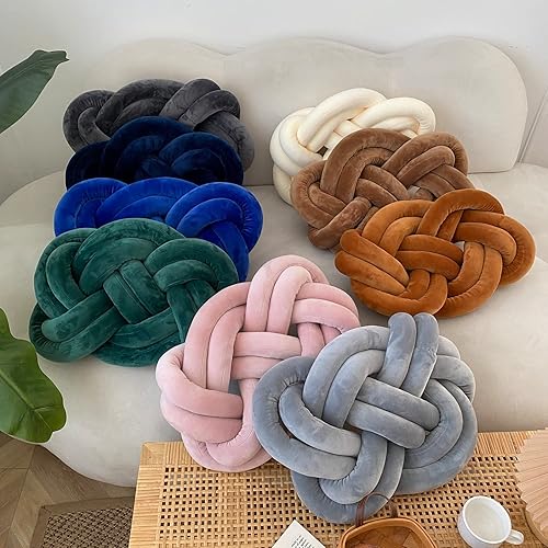 Miniatura 5 de Almohada de nudo con forma de anillo de bola, 17.7 pulgadas, almohada de nudo súper suave, almohada decorativa de elastano verde Drak para
