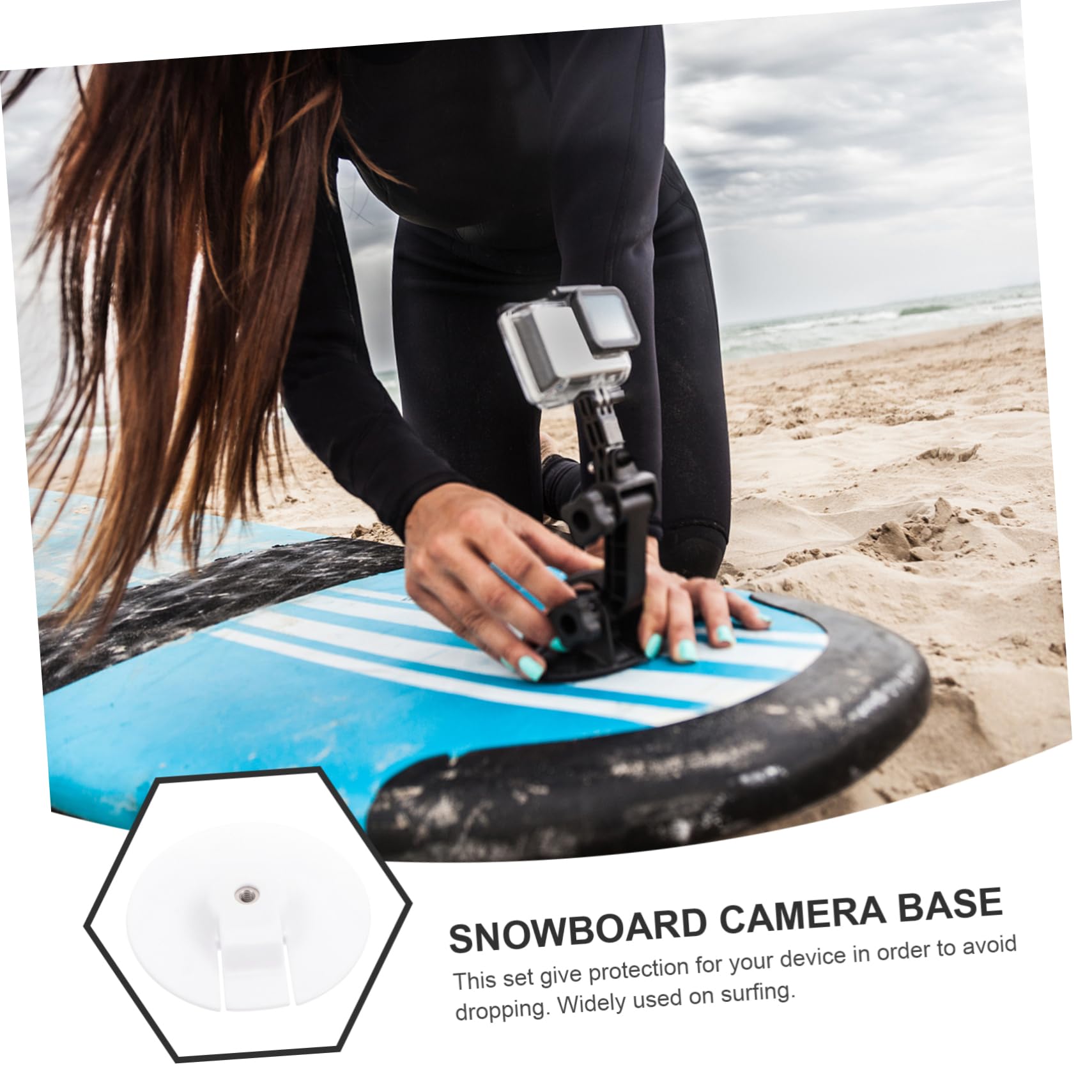 Gogogmee Surfboard Camera Mount Adhesive Base for Outdoor Sports Compatible Boards Kayaks Compact Your Camera During Surfing Skiing Activities